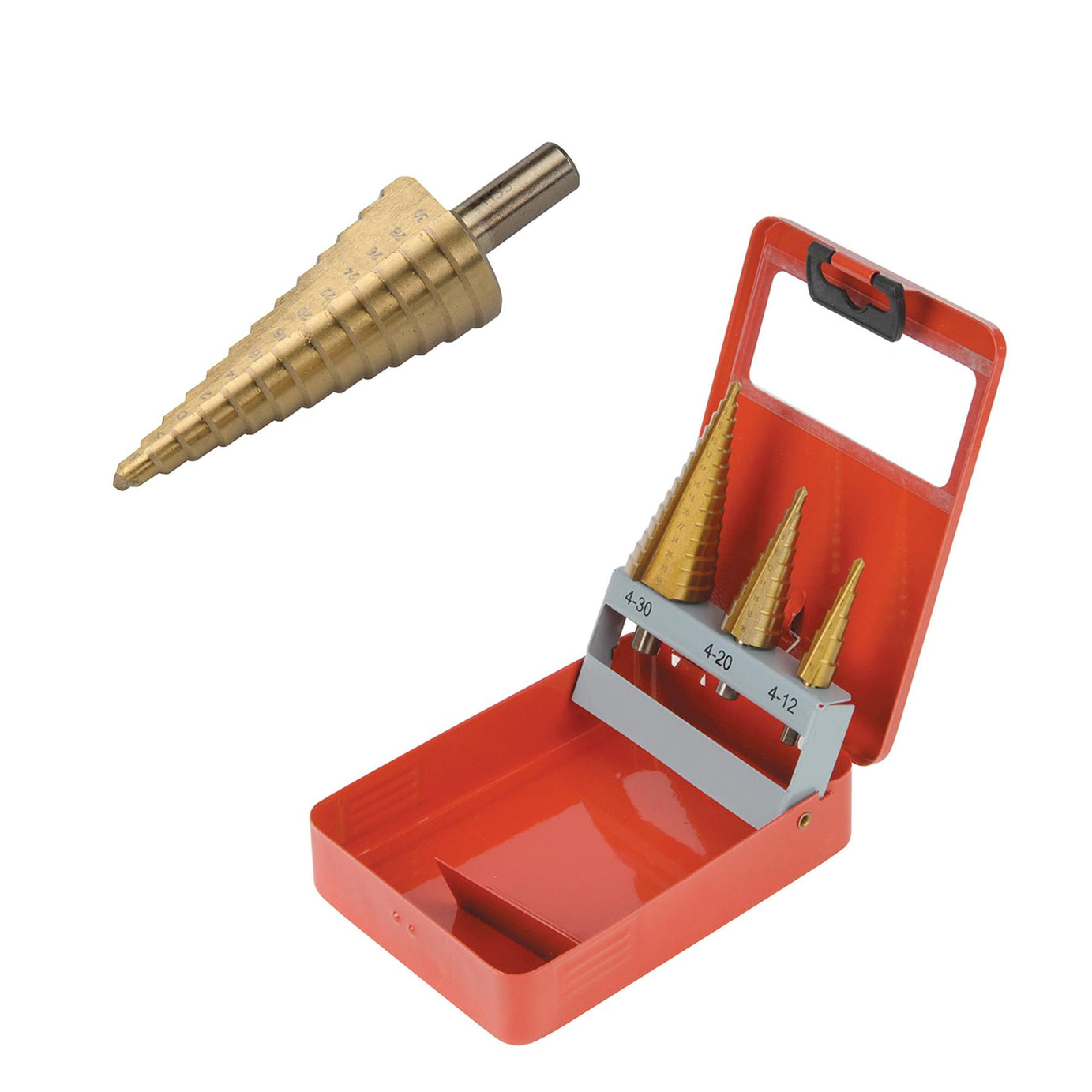 3Pce Titanium-Coated HSS Step Drill Bits Set DIY Tools With Storage Case