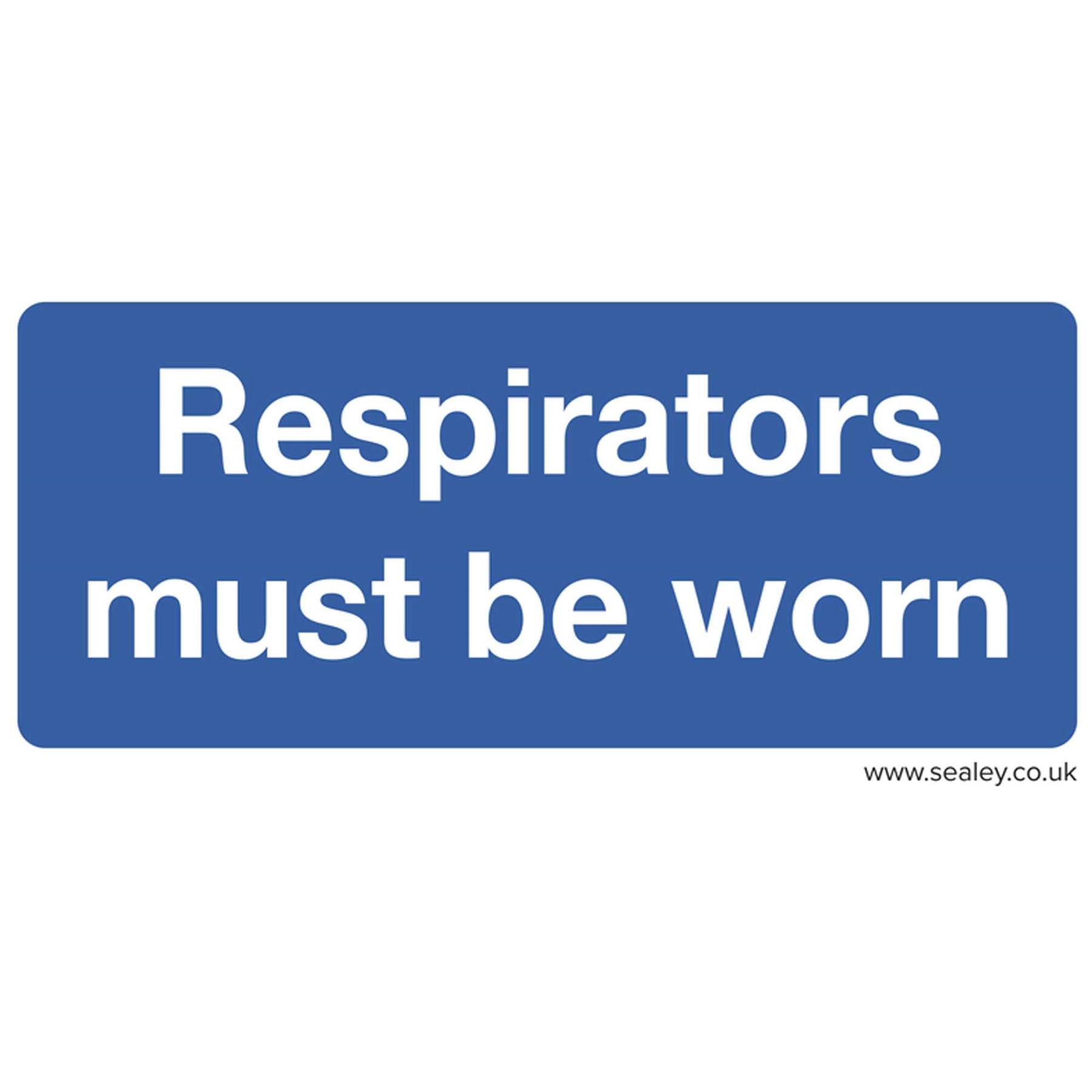 Mandatory Safety Sign - Respirators Must Be Worn - Self-Adhesive Vinyl