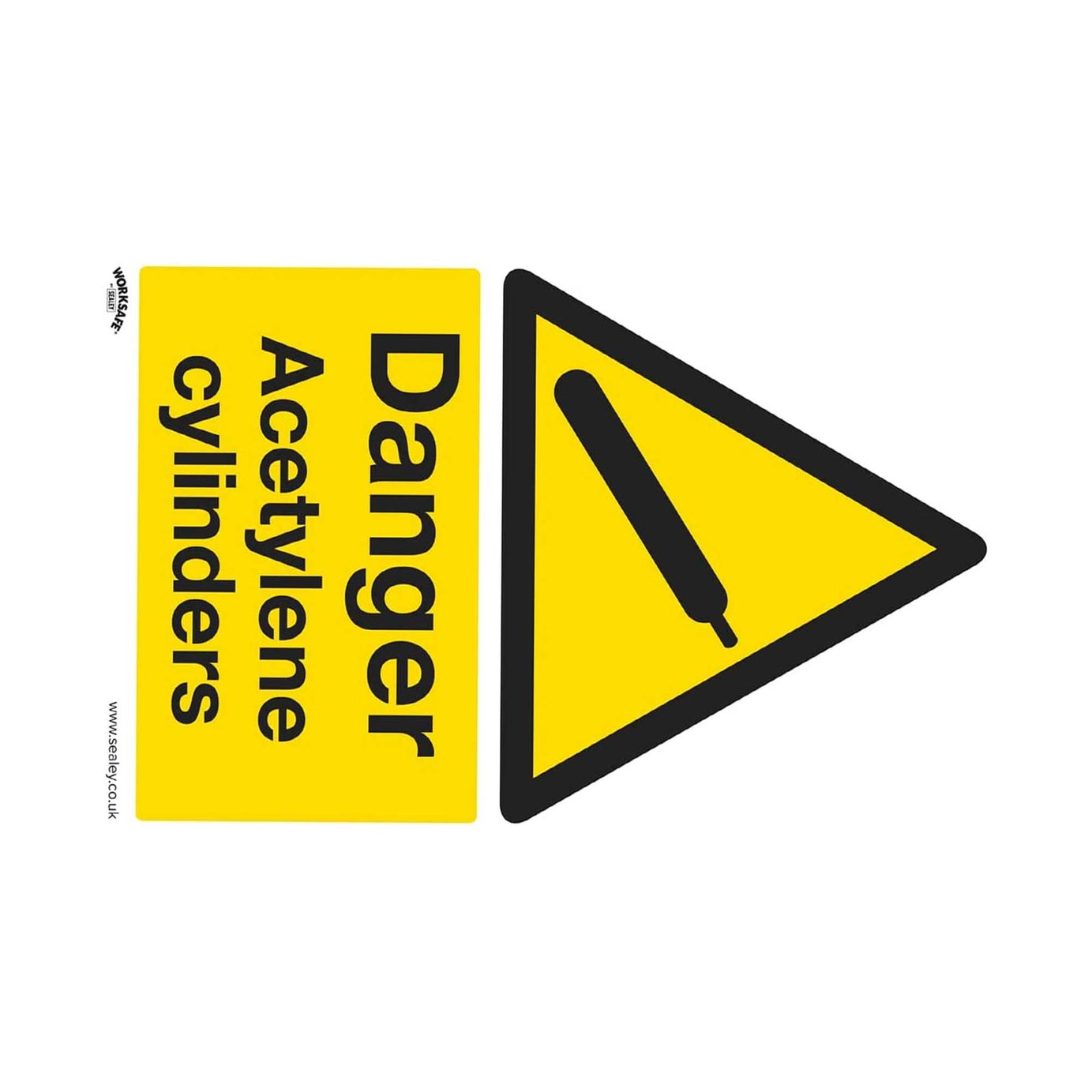 Sealey Warning Safety Sign - Danger Acetylene Cylinders - Self-Adhesive Vinyl - Pack of 10