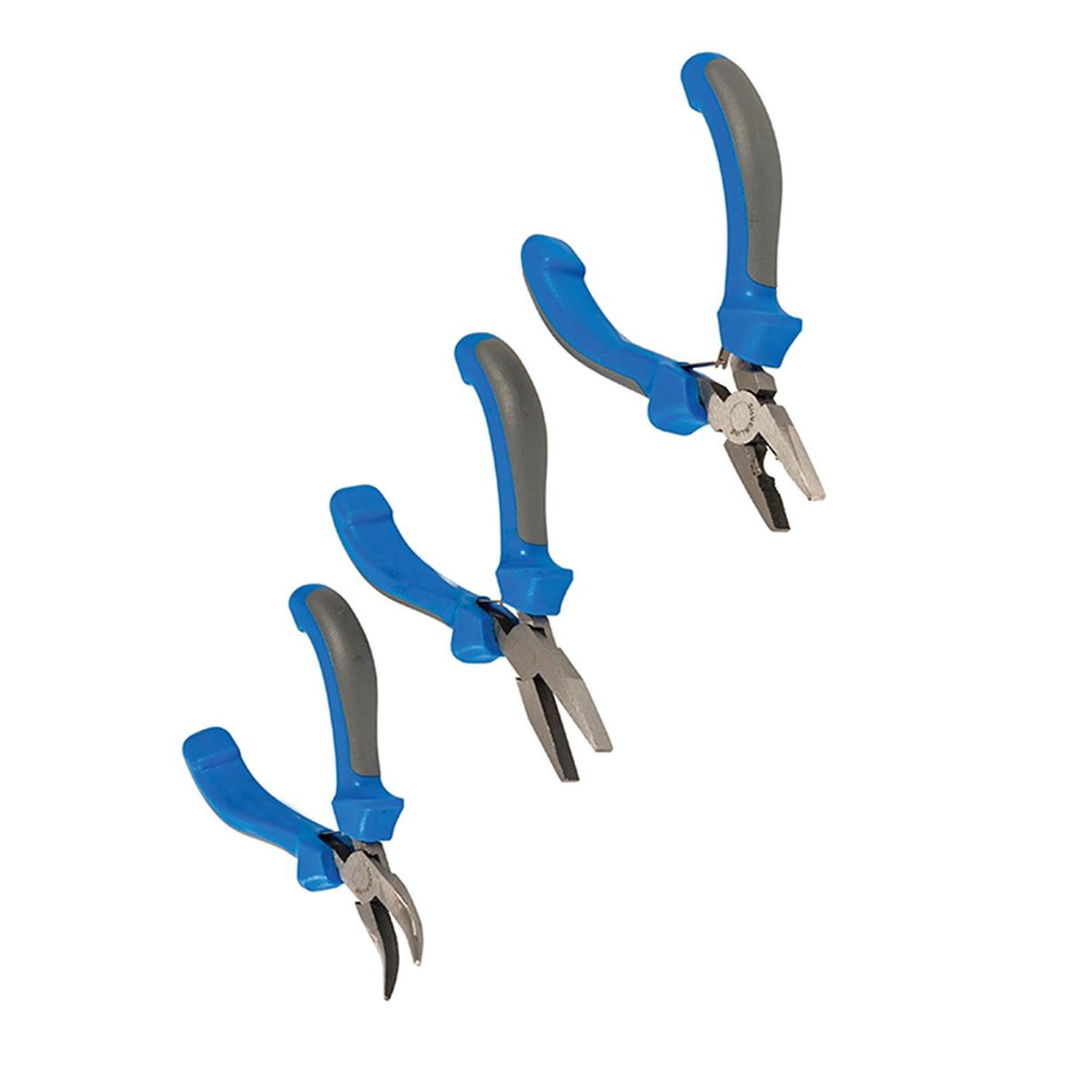 Mini Pliers Set Long, Flat & Bent Nose, Side/End Cutters, Combination 6pc Set