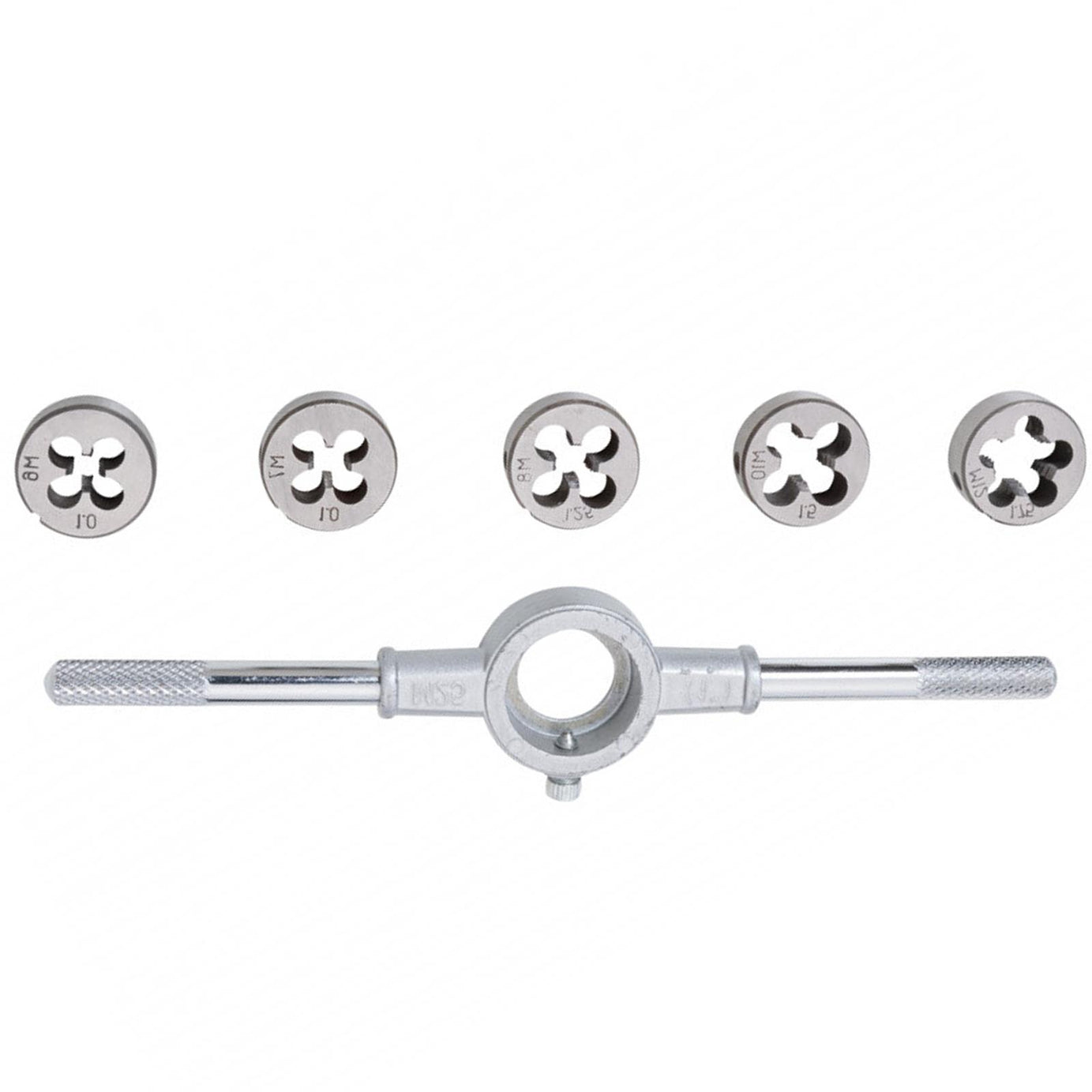 BlueSpot Die Set with Holder 6pc M6-M12 Thread Repair Alloy Steel Cutting Threads