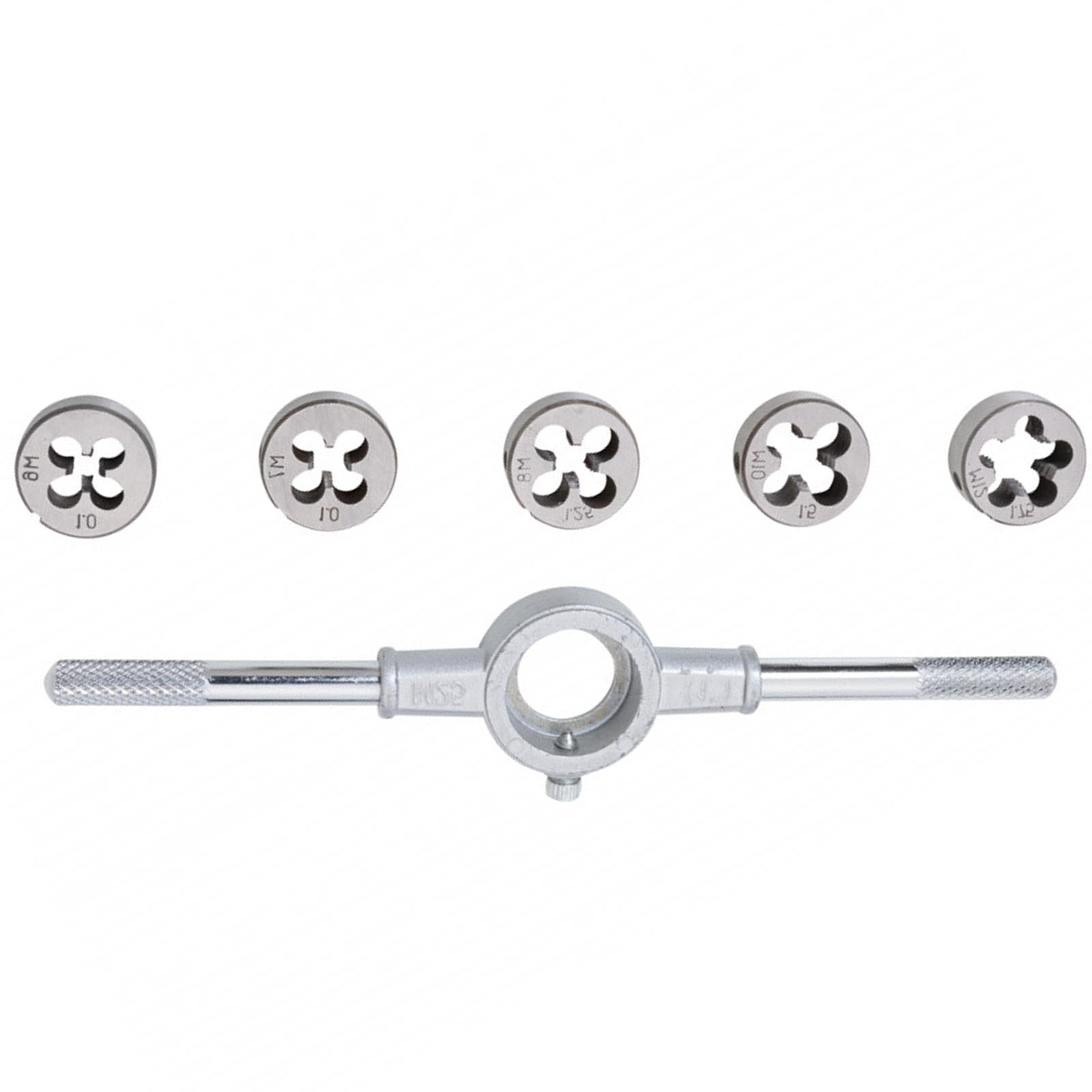 BlueSpot Die Set with Holder 6pc M6-M12 Thread Repair Alloy Steel Cutting Threads