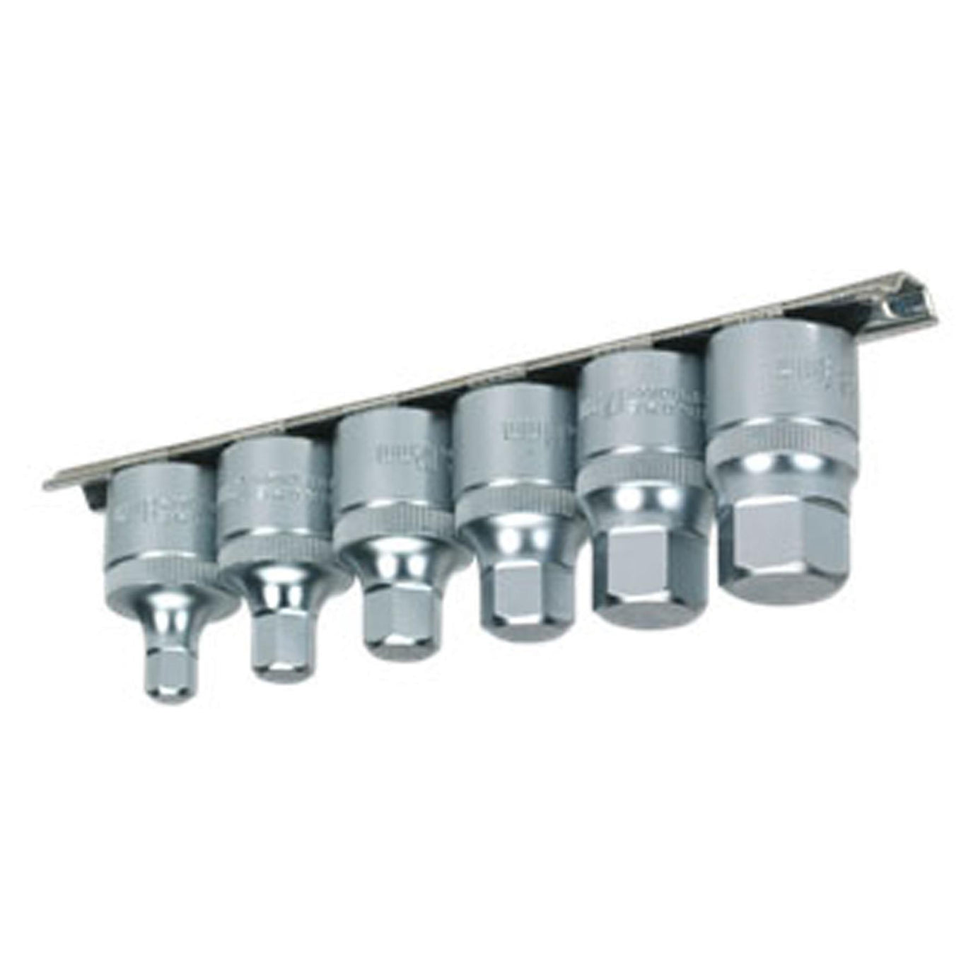Sealey Hex Socket Bit Set with Rail 6pc Stubby 1/2"Sq Drive Metric