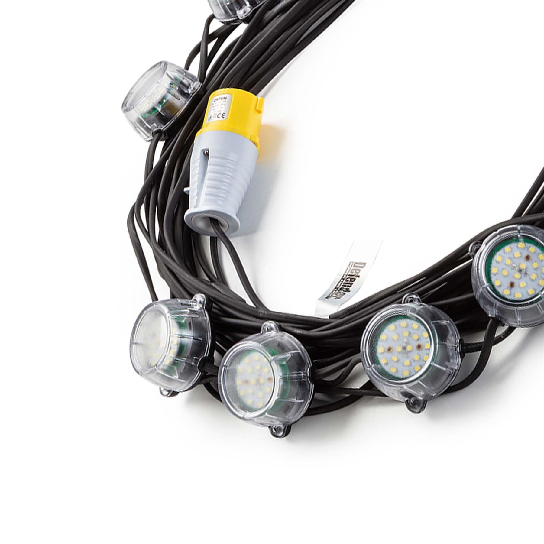 Defender 22m Heavy Duty LED Encapsulated Festoon String Lights 50W 110V 50W