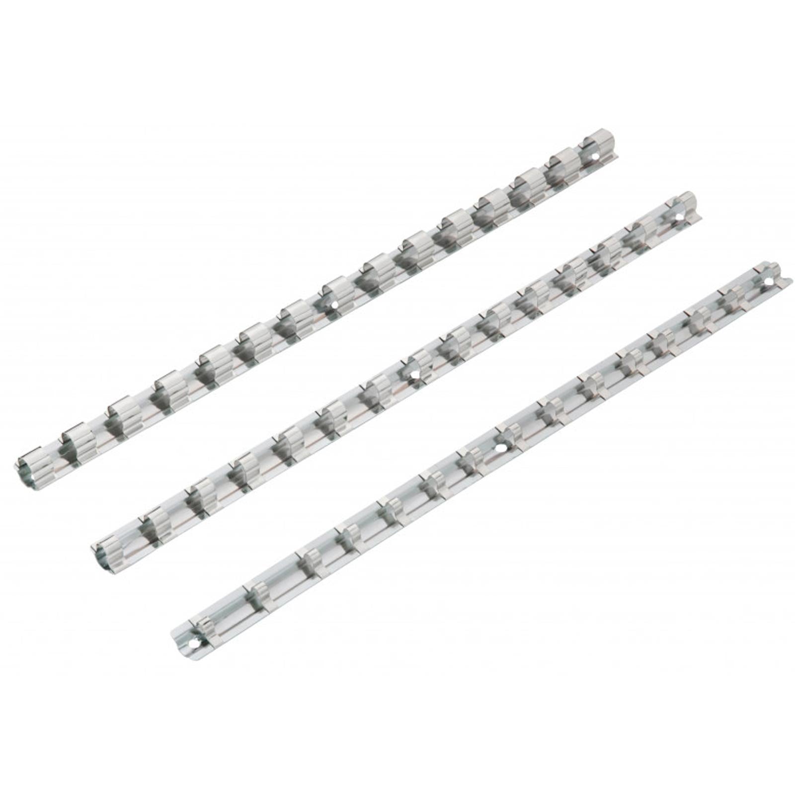 BlueSpot 3Pce Socket Rails High Shine Finish For 1/4" 1/2" 3/8" Sockets High Quality New