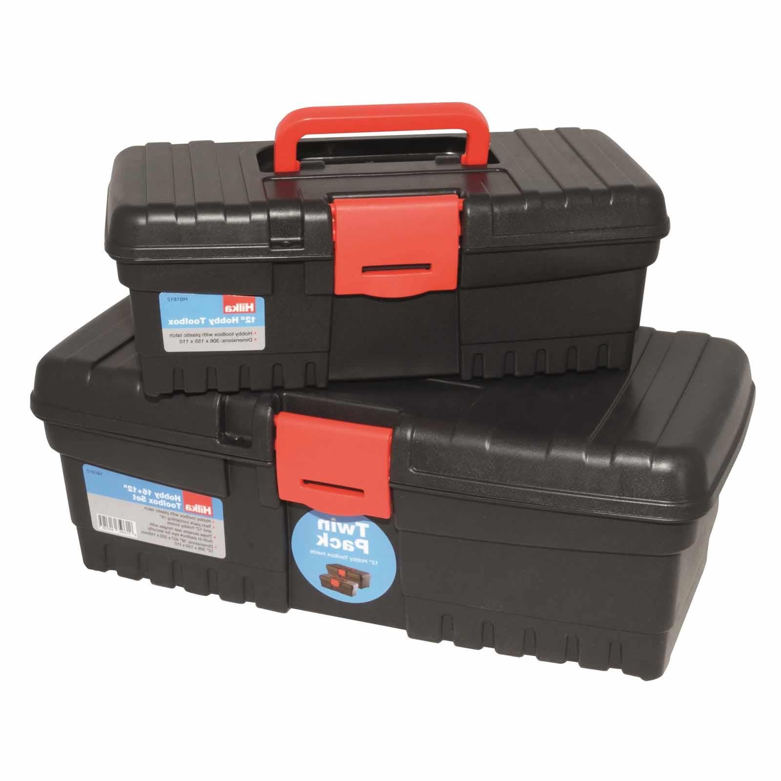 2pc Hobby Tool Box 16" + 12" Storage Carry Case Handle Latch Art Craft