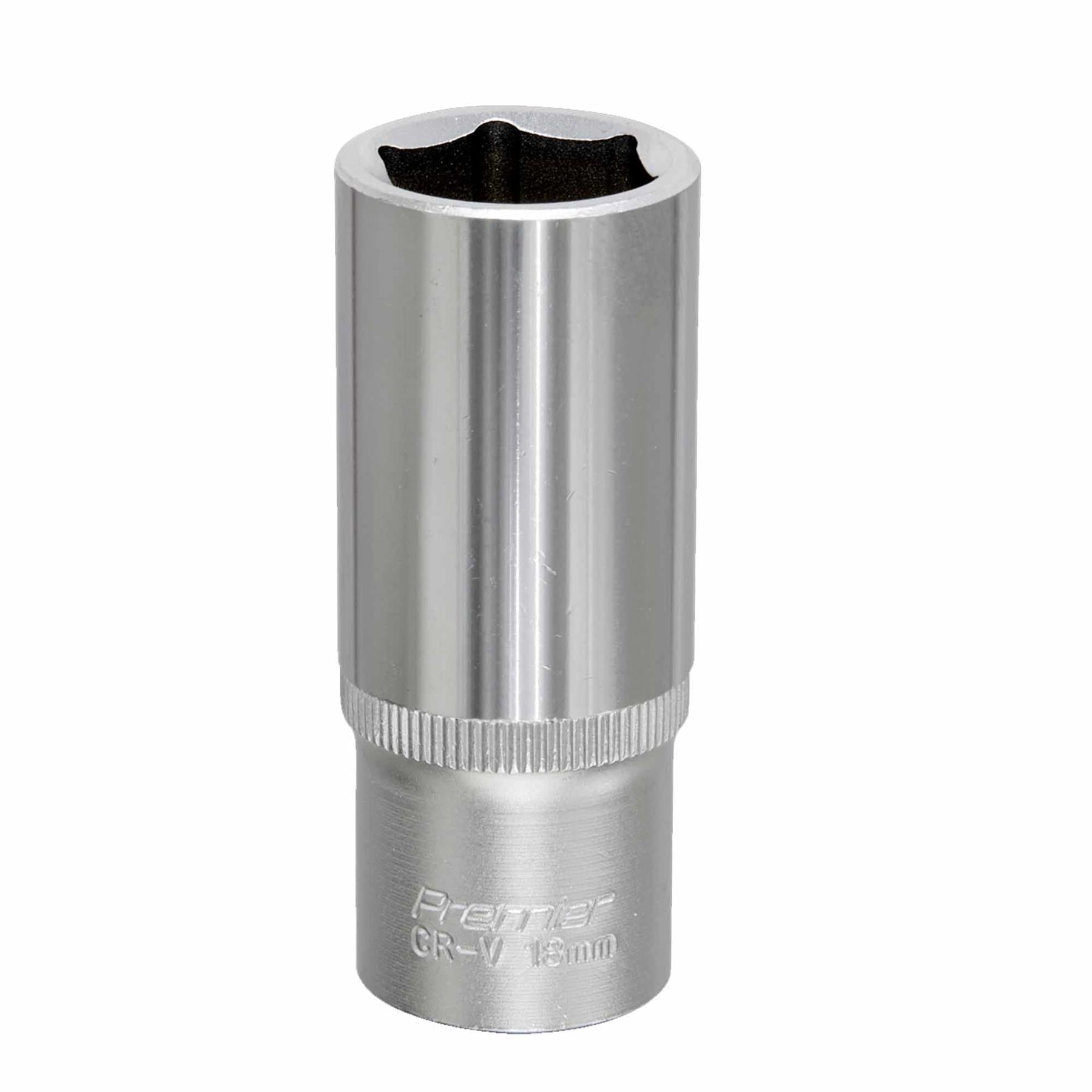 Sealey WallDrive Socket 18mm Deep 3/8"Sq Drive Chrome Vanadium Steel
