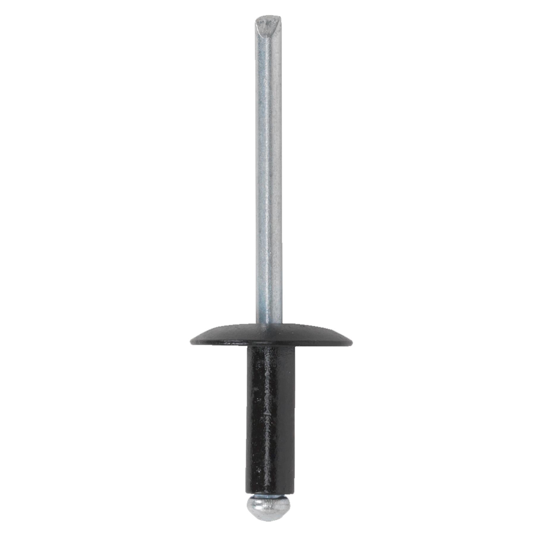 Sealey Aluminium Rivet Black Large Flange 4.8 x 18mm Pack of 200