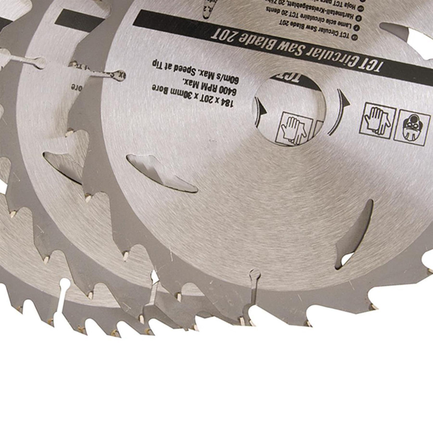 3 Piece TCT Circular Saw Blade Set 184 x 30 - 20, 16mm Rings