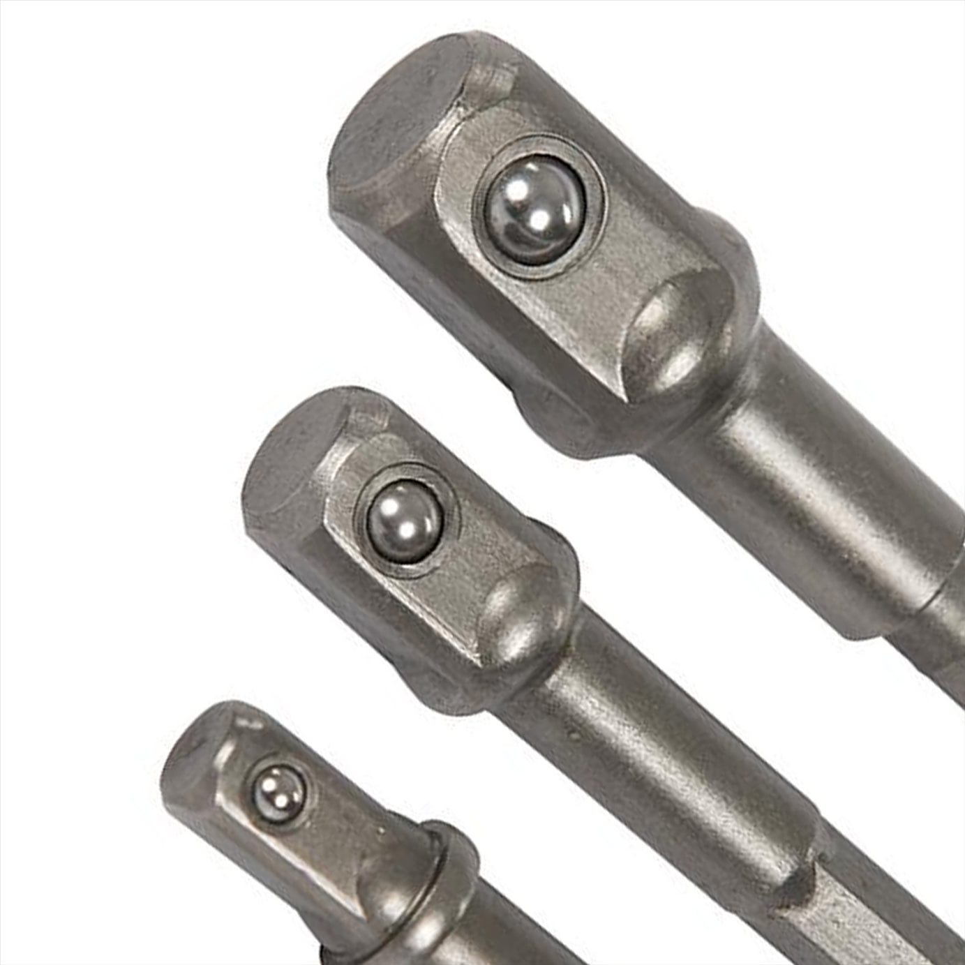 CRV Steel Socket Driver Set 3pcs 1/2" 1/4" 3/8" 1/4" Hex Shank Drill & Drill Drivers Converter