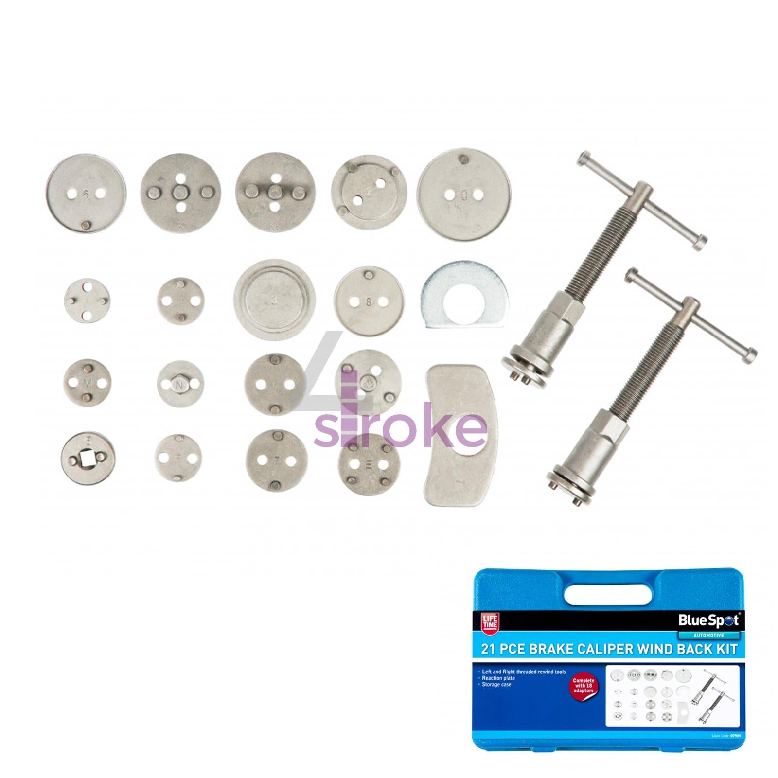BlueSpot 21Pce Universal Brake Caliper Piston Rewind Repair Kit Wind Back Tool Set