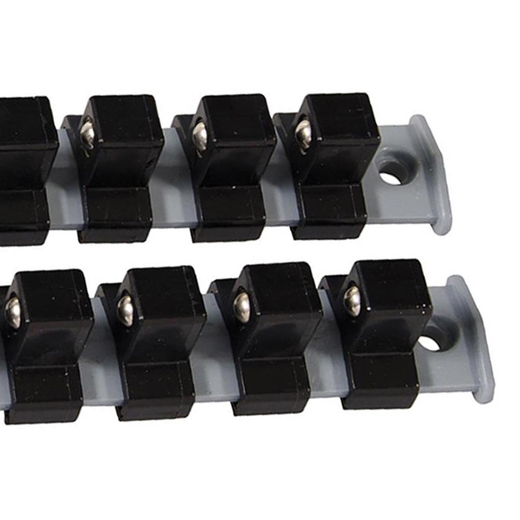 1/2" Drive Socket Holder Storage Organiser Rail Snap Set - 12 Clips Wall Mounting