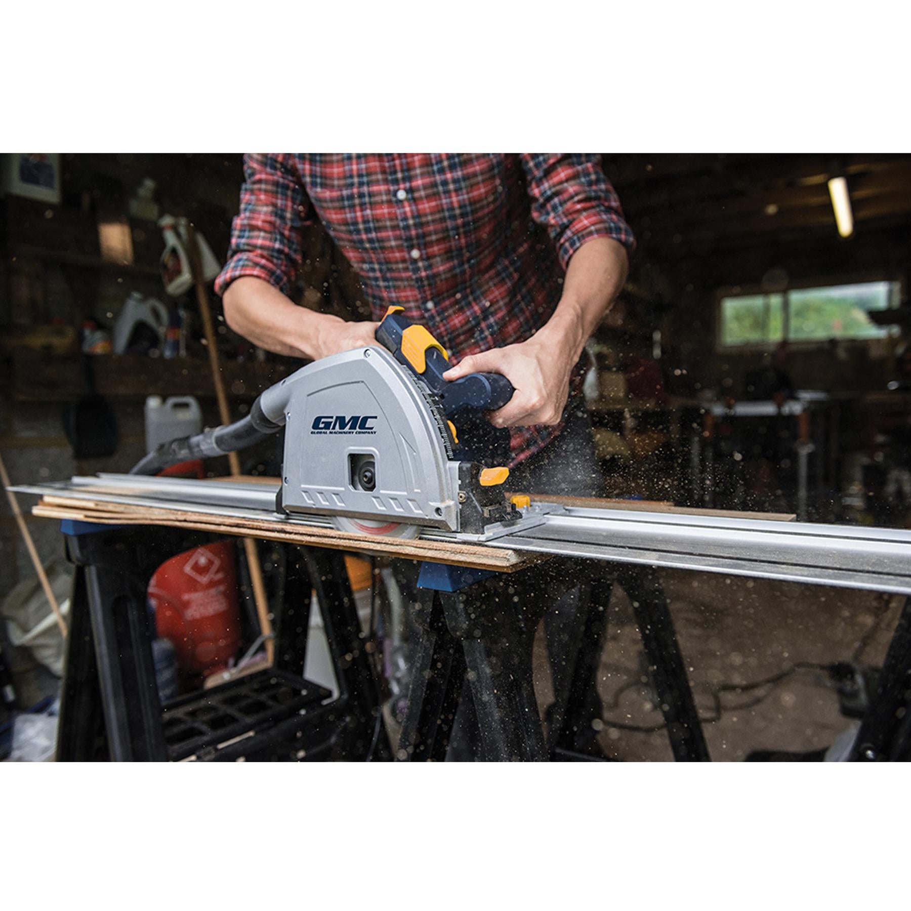 1400W 165mm Plunge Saw & Track Kit With Cast Aluminium Base GTS165