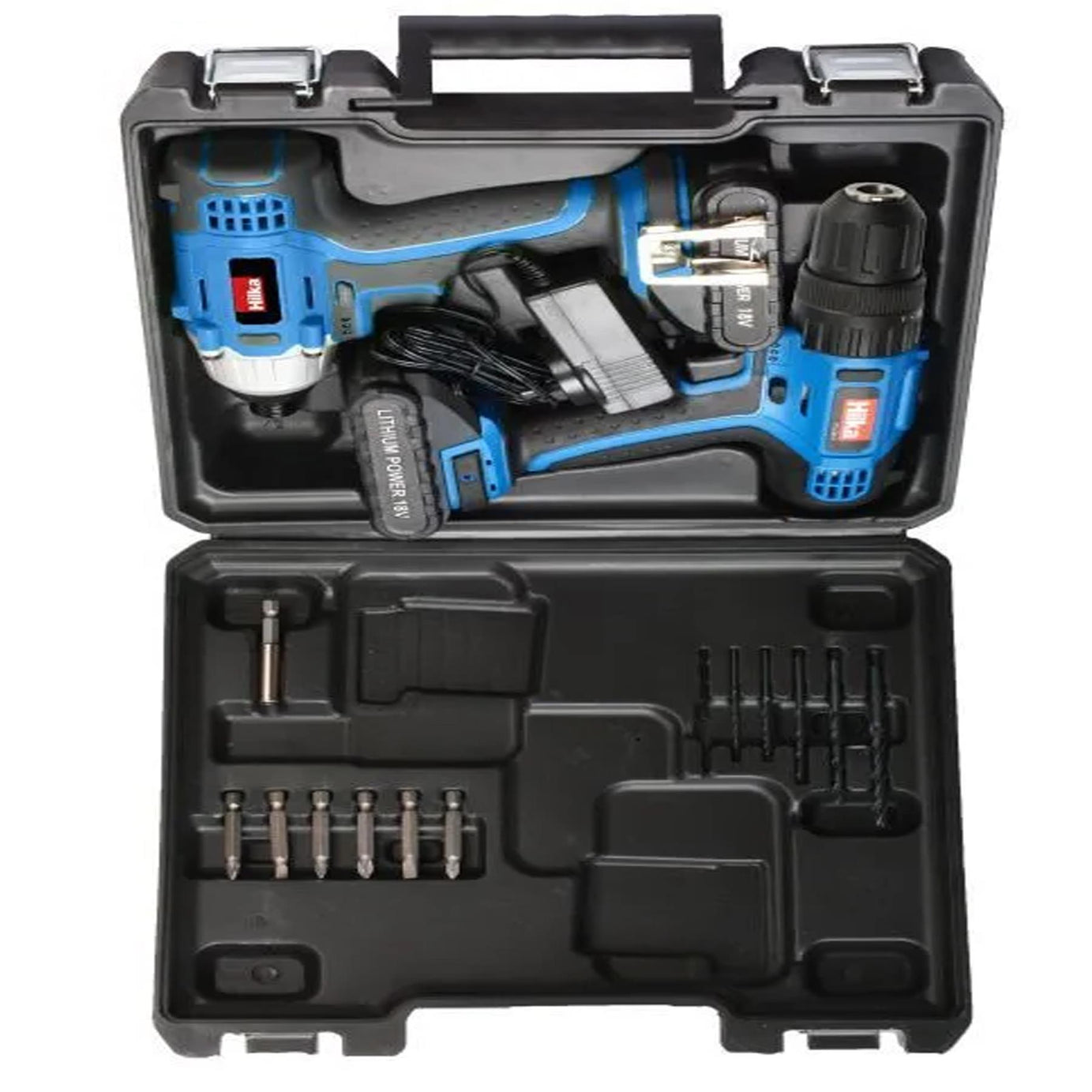 Hilka 18V Li-ion Cordless Drill Driver Electric Impact Driver Drills With 2 Batteries