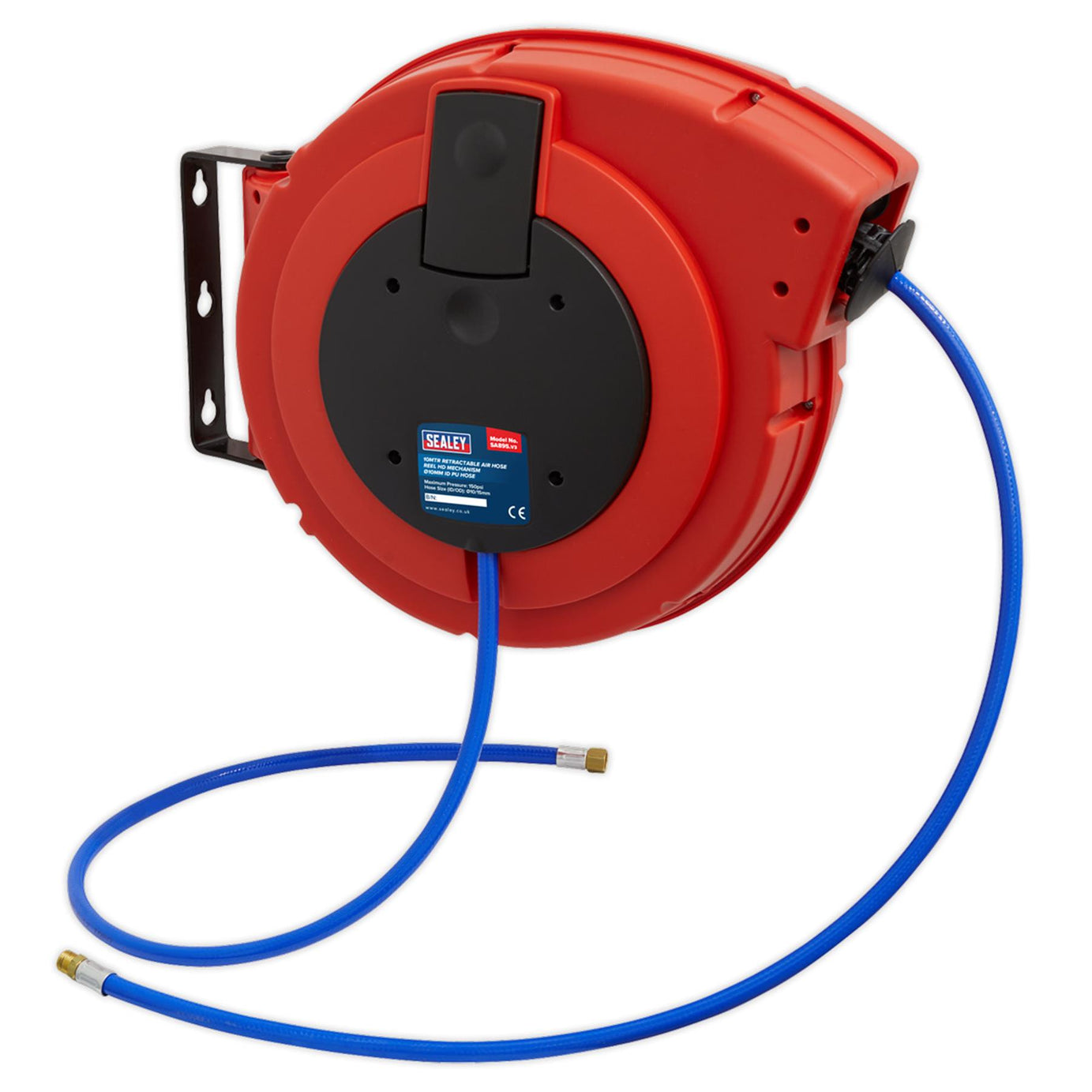 Sealey Retractable Air Hose Reel HD Mechanism 10m x 10mm PU Hose