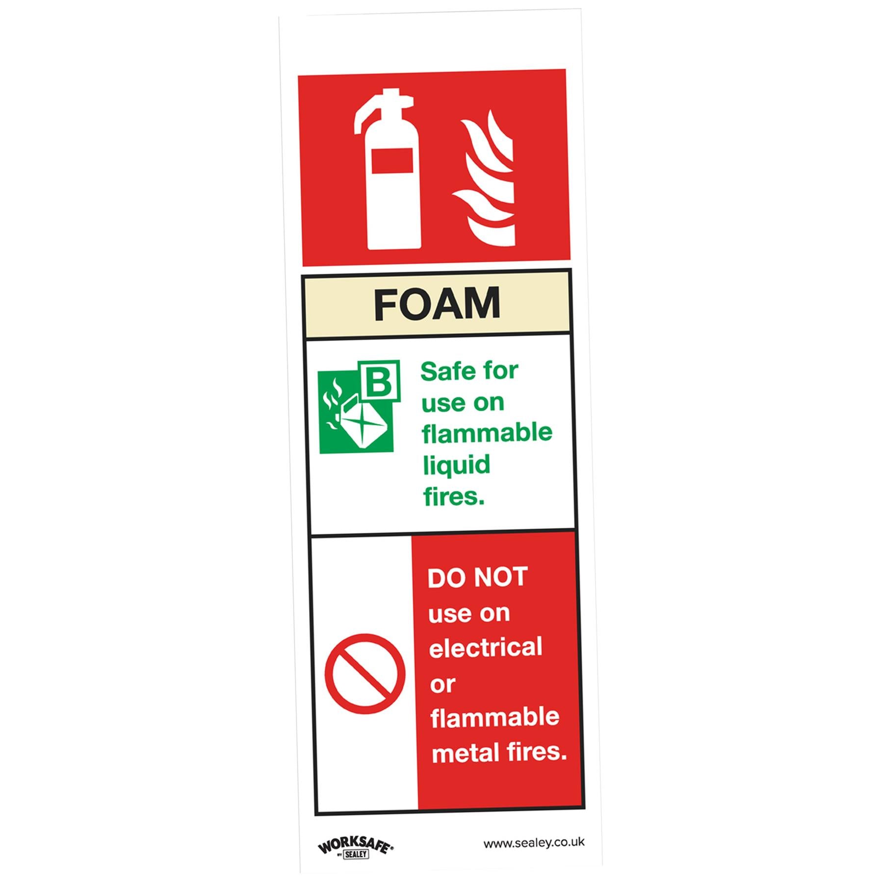 Sealey Safety Sign - Foam Fire Ext. - Self-Adhes. - Pack of 10