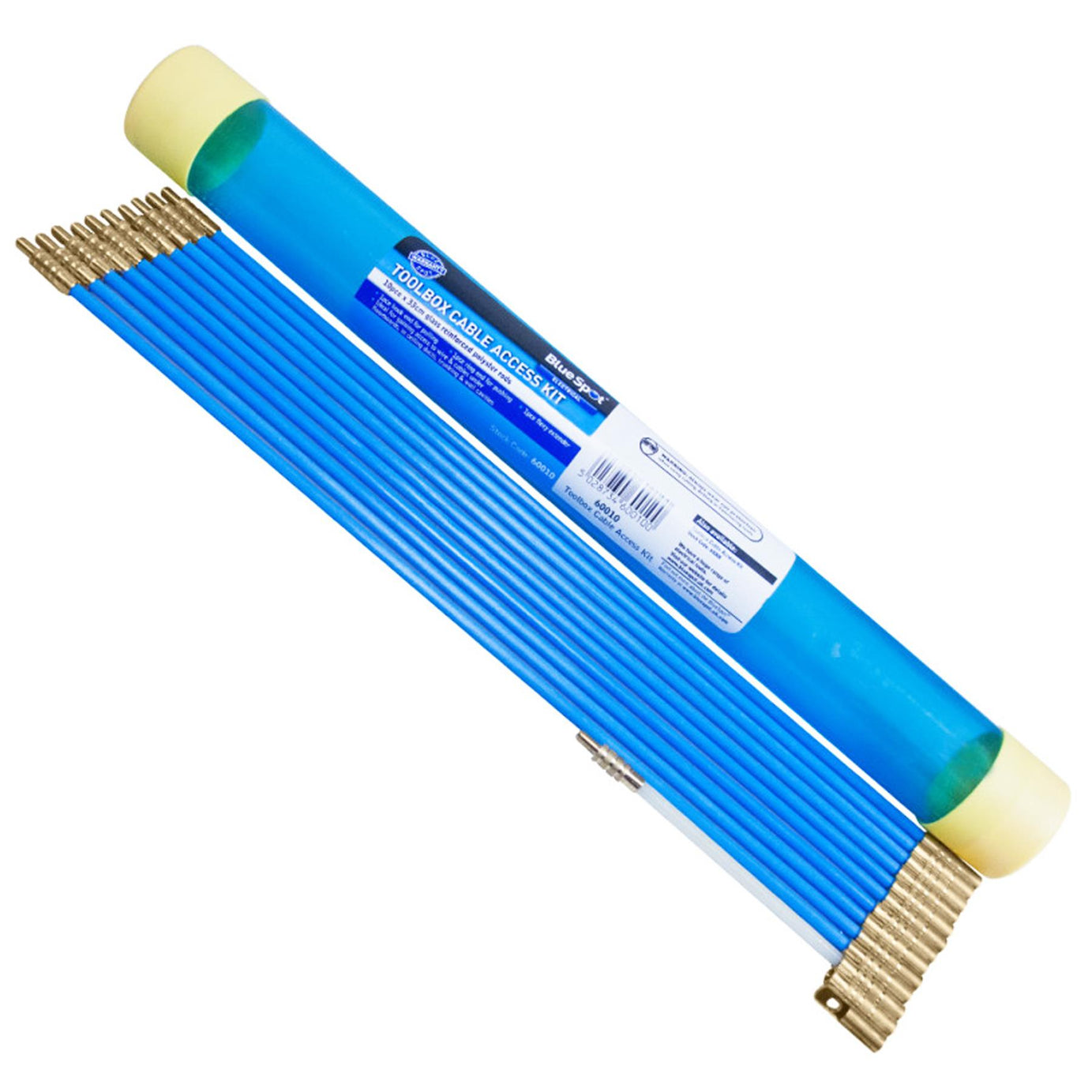 BlueSpot Cable Access Kit 10 x 330mm Long Reach Rod Puller for Wires Hook/Ring