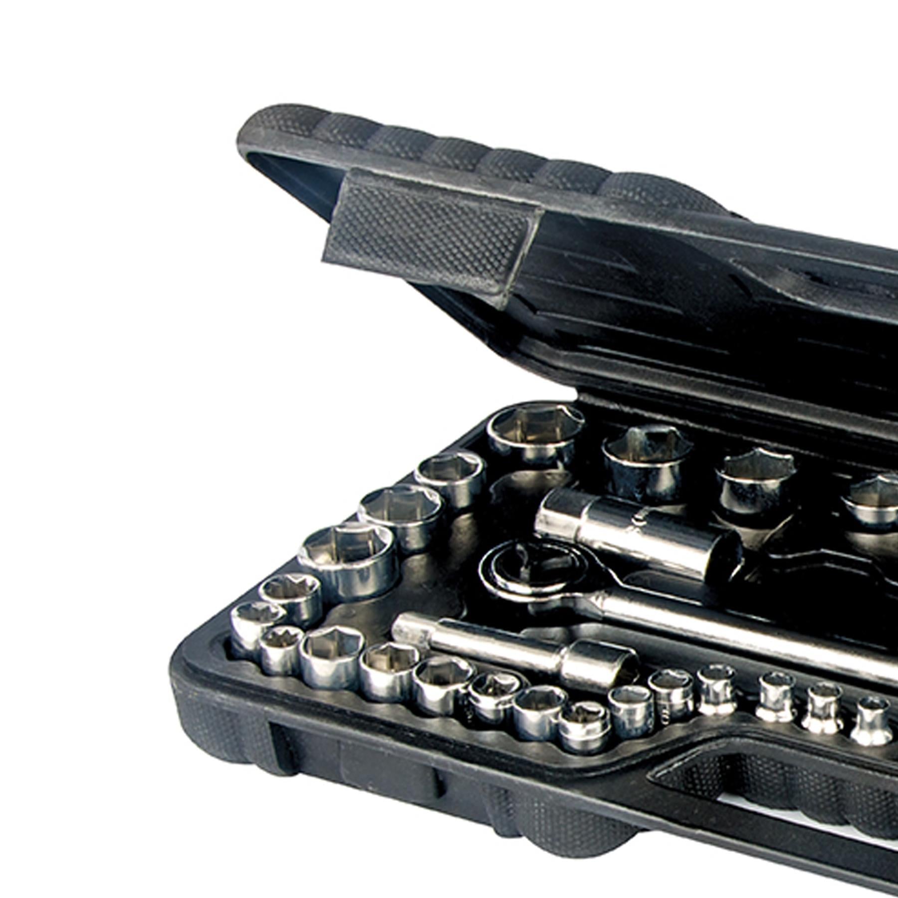 52Pce Socket Set Spinner Ratchet Handle Extension Bar Mechanic Workshop DIY