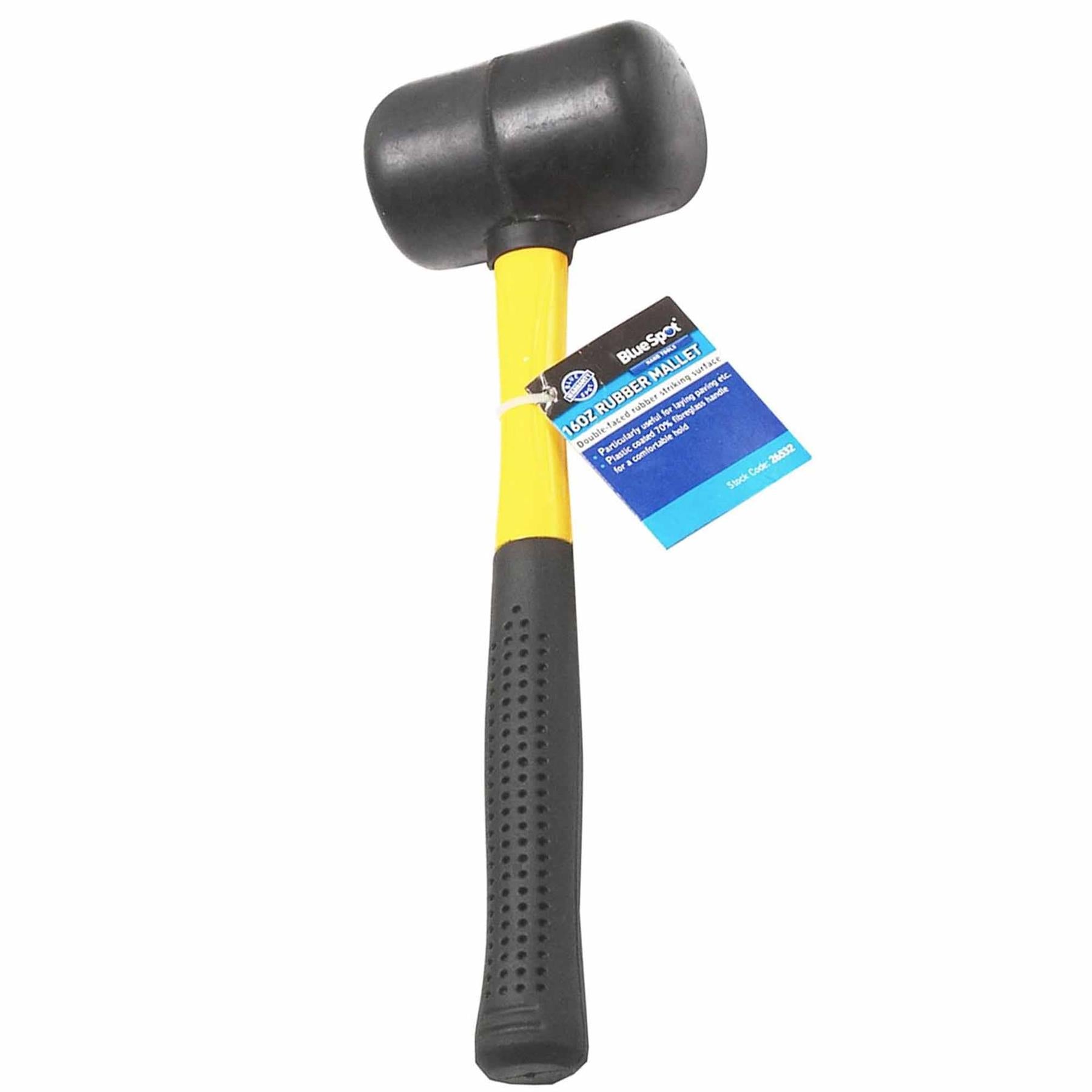 BlueSpot 16oz Rubber Mallet Hammer FIBREGLASS Shaft Grip Handle Camping Tool