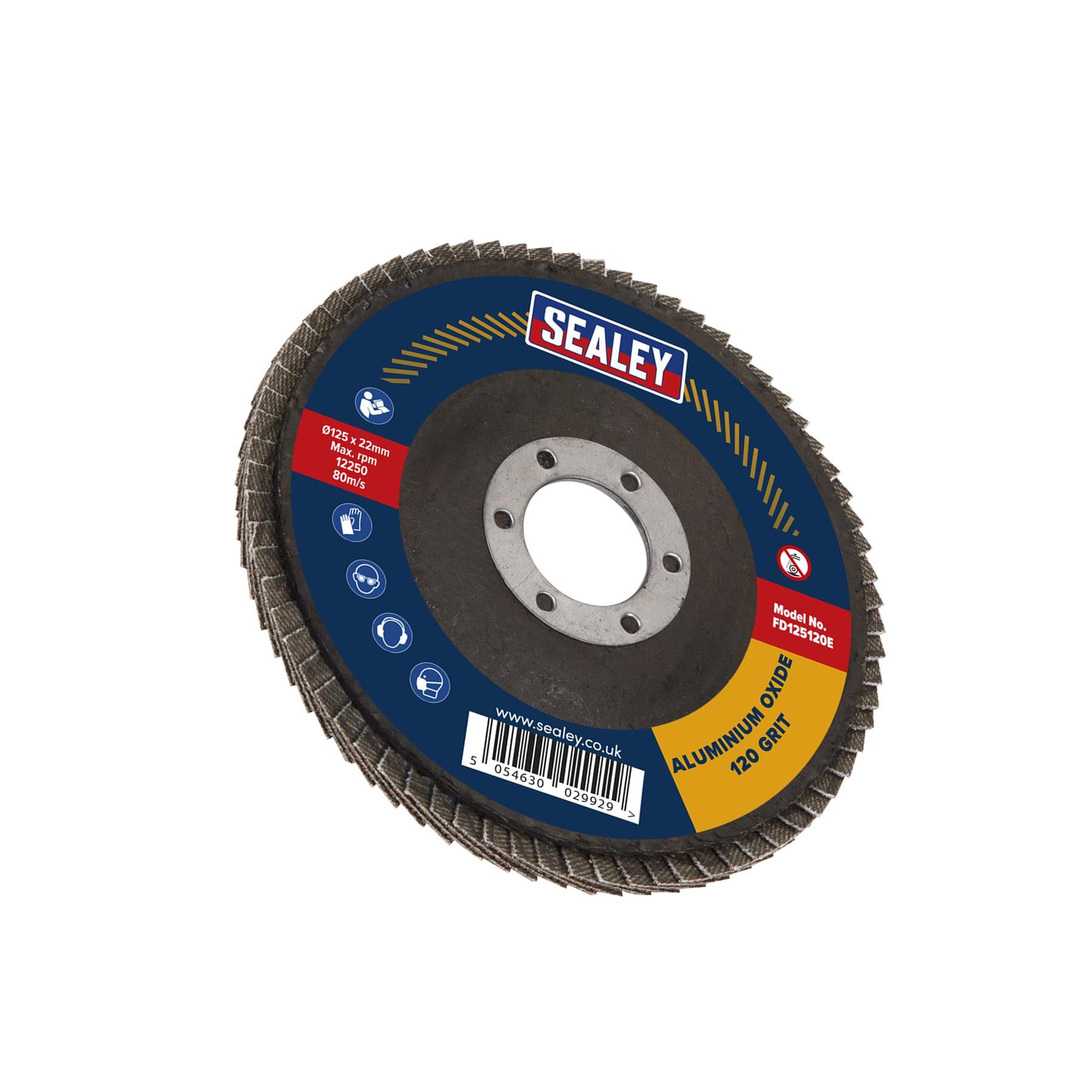 Sealey Flap Disc Aluminium Oxide Ø125mm Ø22mm Bore 120Grit