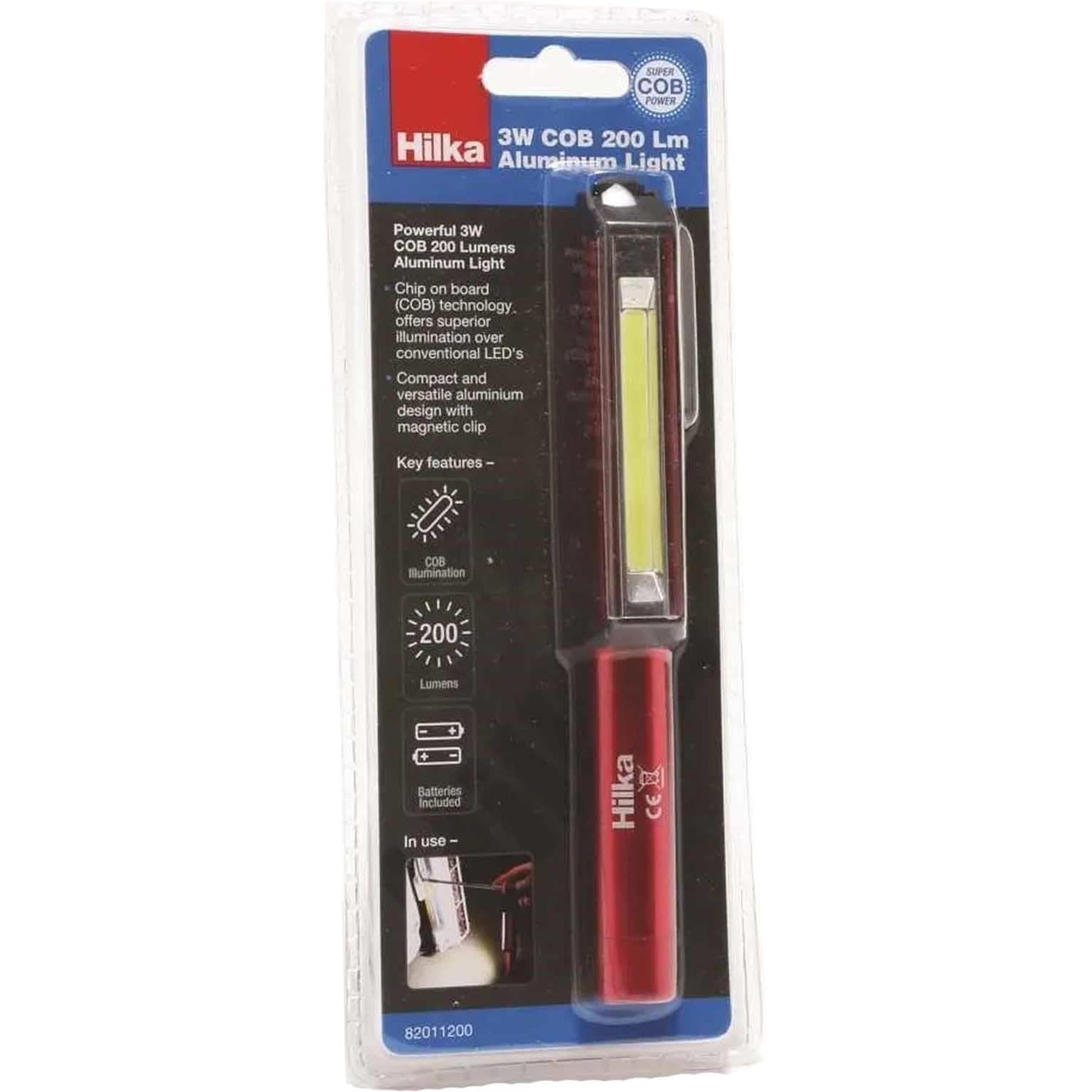 3W COB 200 Hilka Magnetic torch Lumens Pen Work Light with Batteries