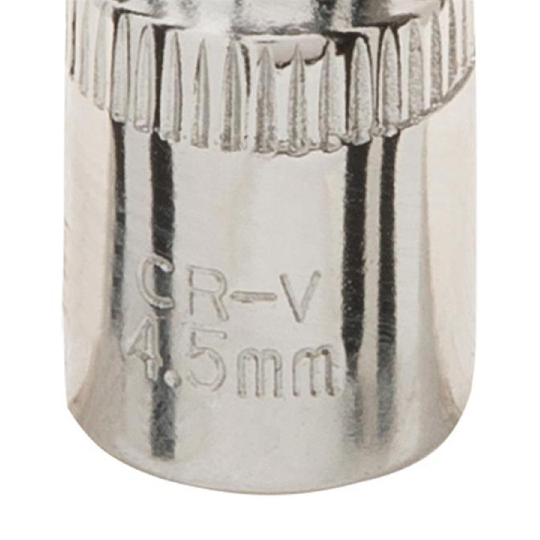 Quality Socket 1/4" Drive Metric Hex Square 4.5mm Individual Hex Polished Crv