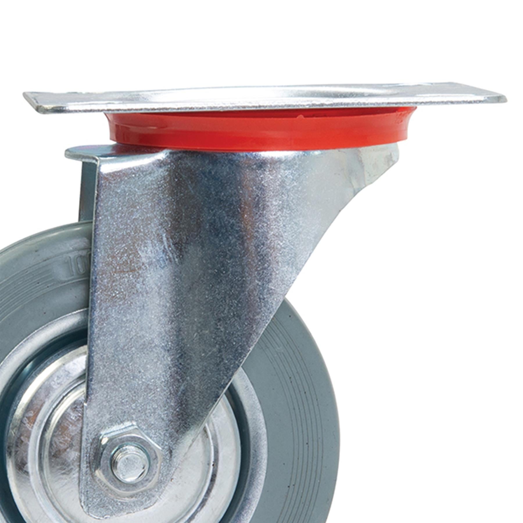 Swivel Rubber Castor - 100mm 70Kg With Non-Marking Tyre And Swivel Action