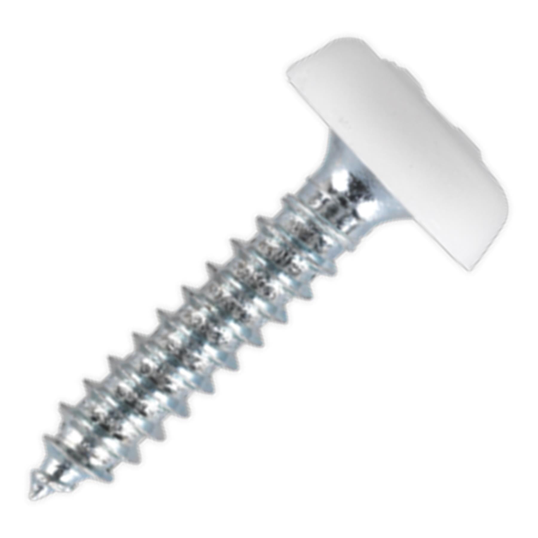 Sealey Numberplate Screw Plastic Head 4.8 x 24mm White Pack of 50