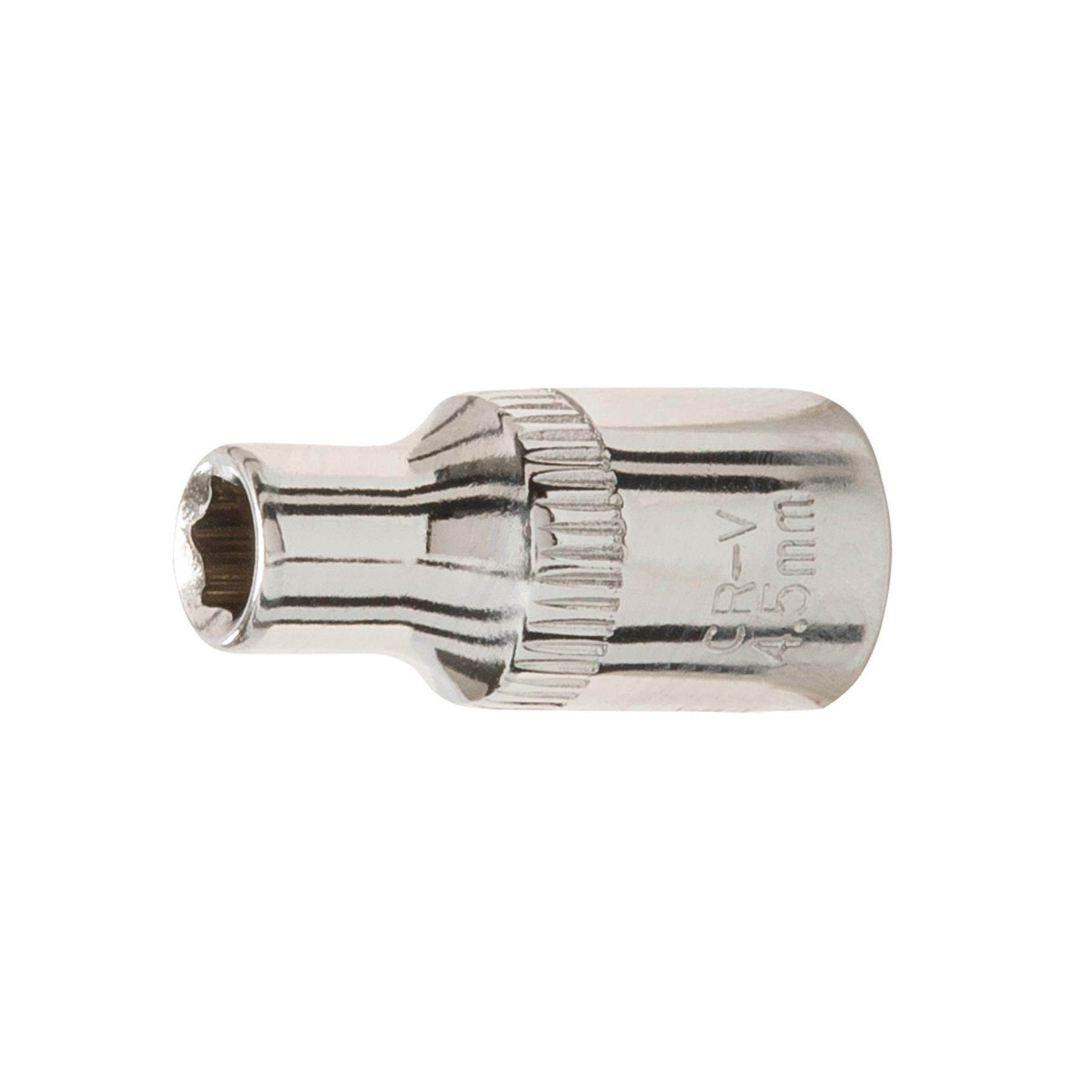 Quality Socket 1/4" Drive Metric Hex Square 4.5mm Individual Hex Polished Crv