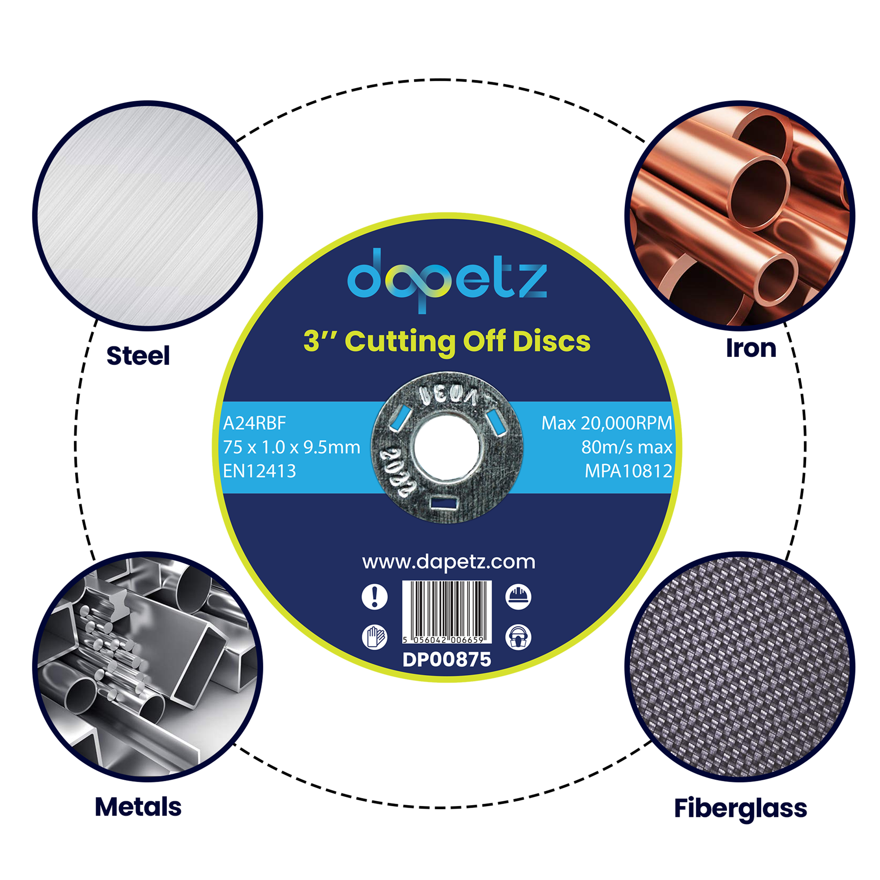 75mm ULTRA THIN METAL CUTTING BLADE DISC STEEL & STAINLESS ANGLE 5Pcs