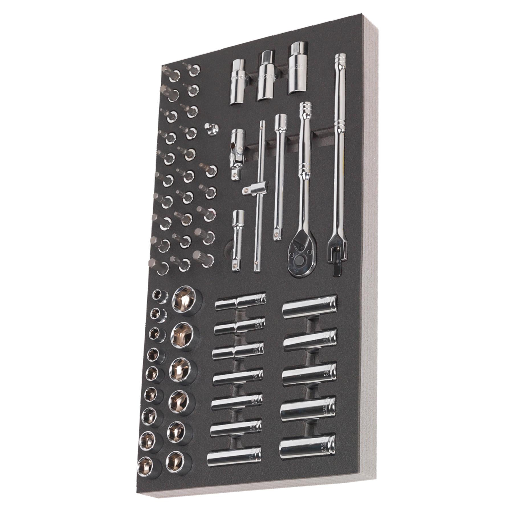Sealey Tool Tray with Socket Set 62pc 3/8"Sq Drive Metric