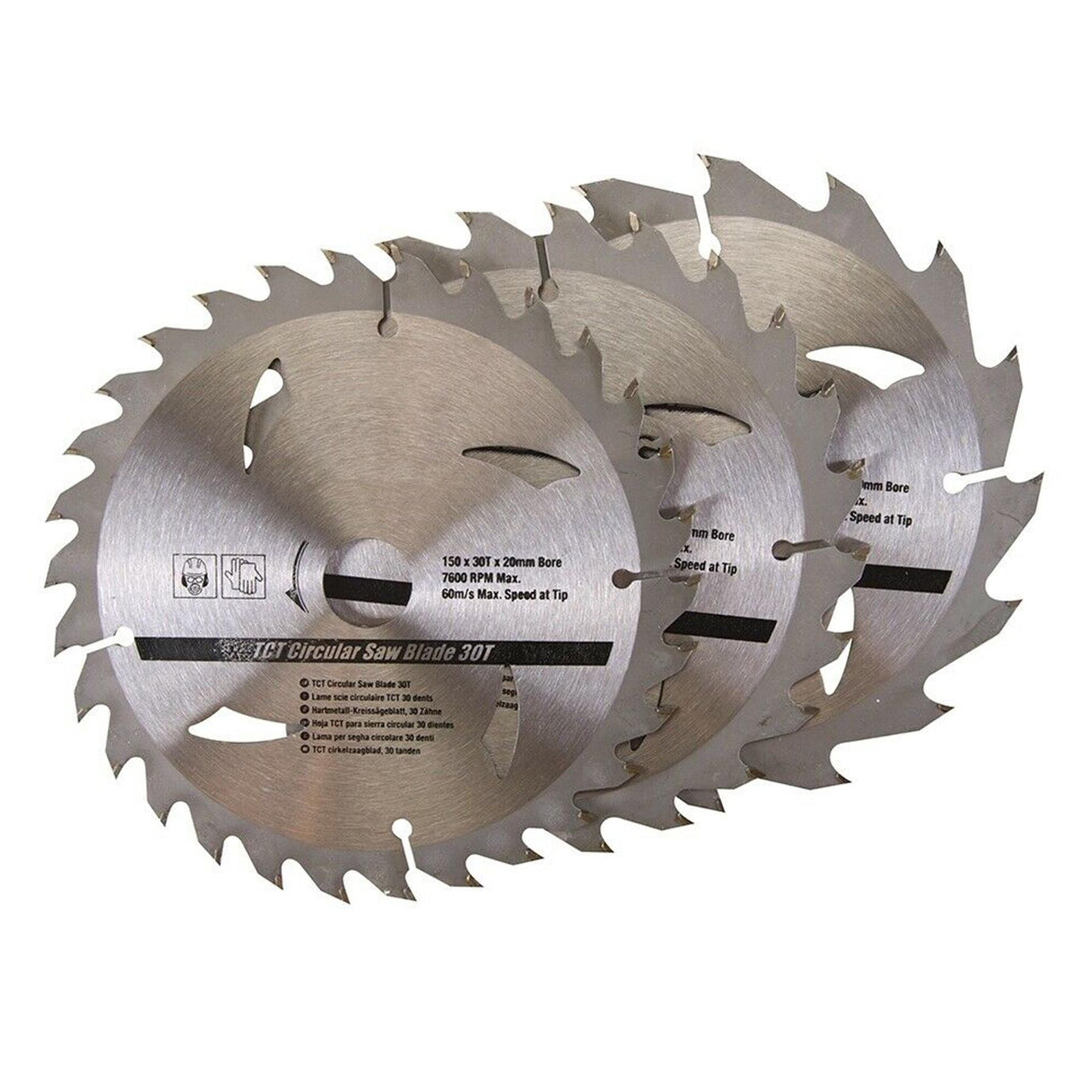 3 Piece TCT Circular Saw Blade Set 150 x 20 - 16, 12.75mm Rings