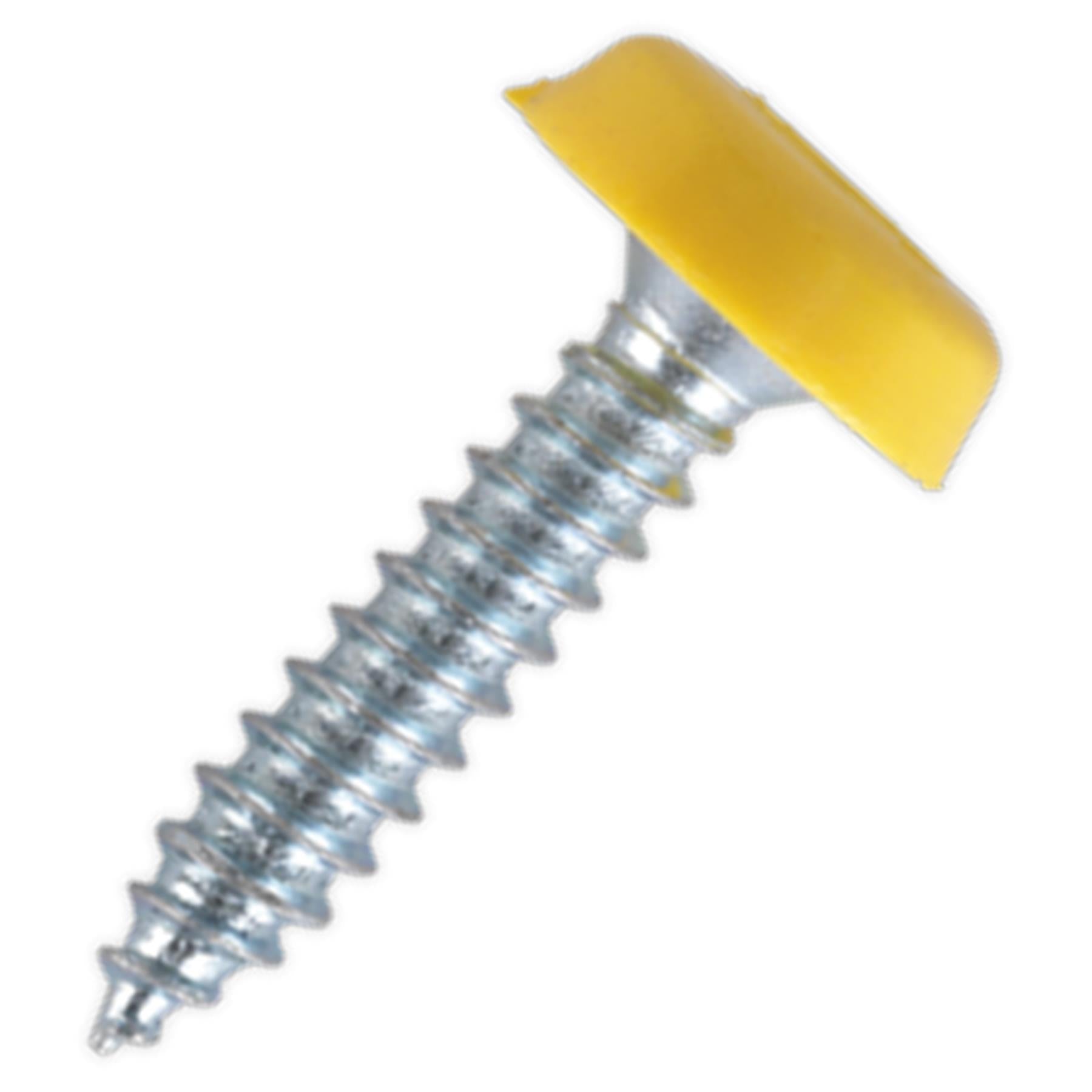Sealey Numberplate Screw Plastic Head 4.8 x 24mm Yellow Pk of 50