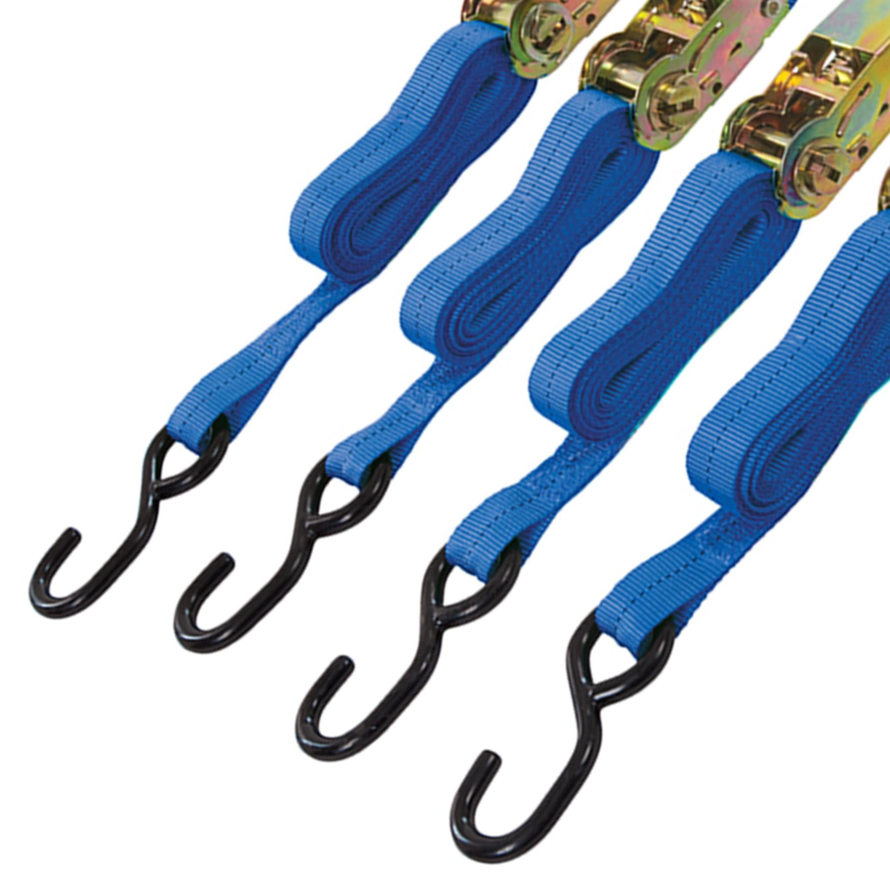 4Pk Ratchet Tie Down Strap With S Hook 4m x 25mm Wide With Straps Per
