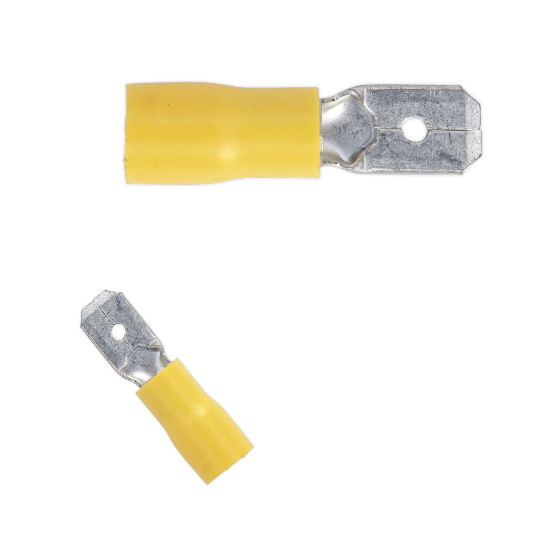 Sealey Push-On Terminal 6.3mm Male Yellow Pack of 100