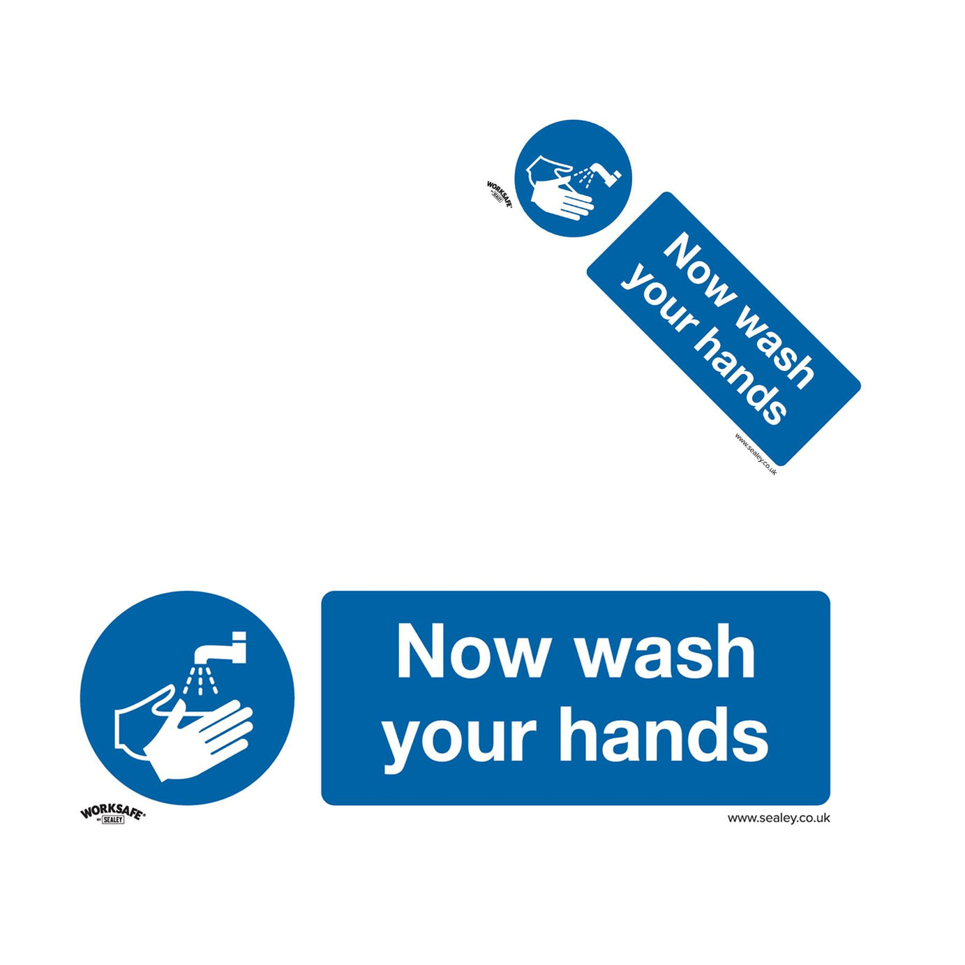 Safety Sign - Now Wash Your Hands - Rigid Plastic - Pk of 10 Sealey