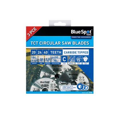 Blue Spot 3 PCE 184mm x 30mm TCT Circular Saw Blades (20, 24 & 40 Teeth)