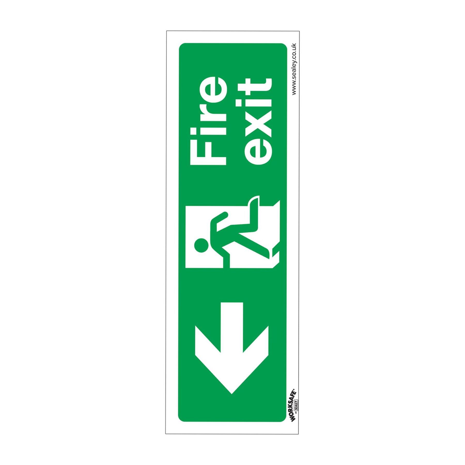 Sealey Safety Sign - Fire Exit (Left) - Slf-Adhes. Vinyl - Pk of 10
