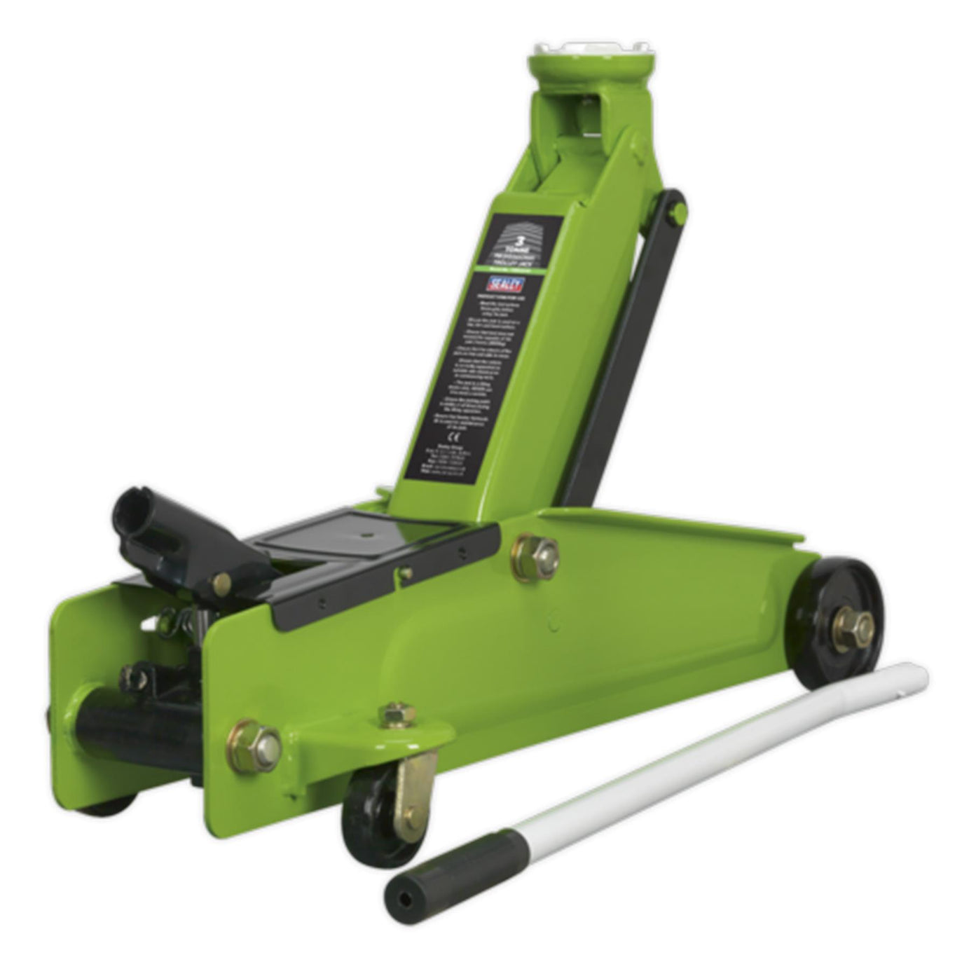 Sealey Trolley Jack 3tonne Long Chassis Heavy-Duty Hi-Vis