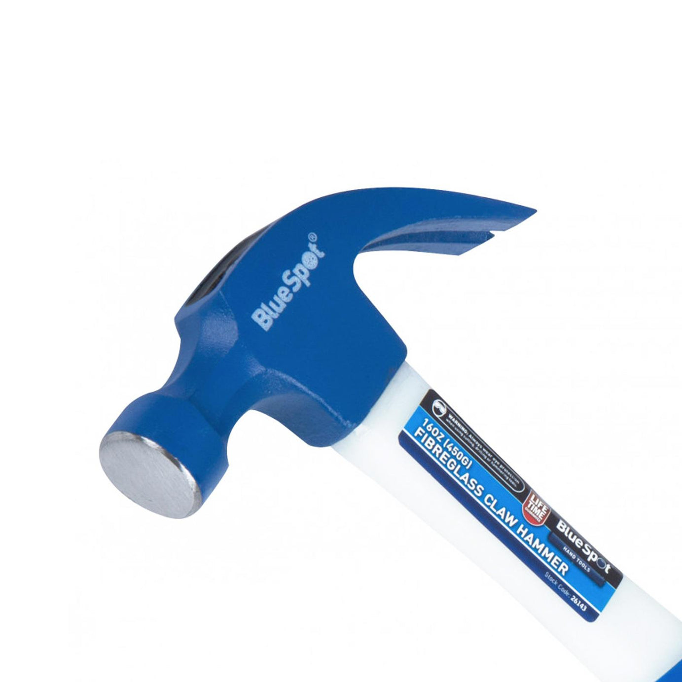 BlueSpot 16oz Claw Hammer Fibreglass Rubber Grip Handel Hardened Steel Head