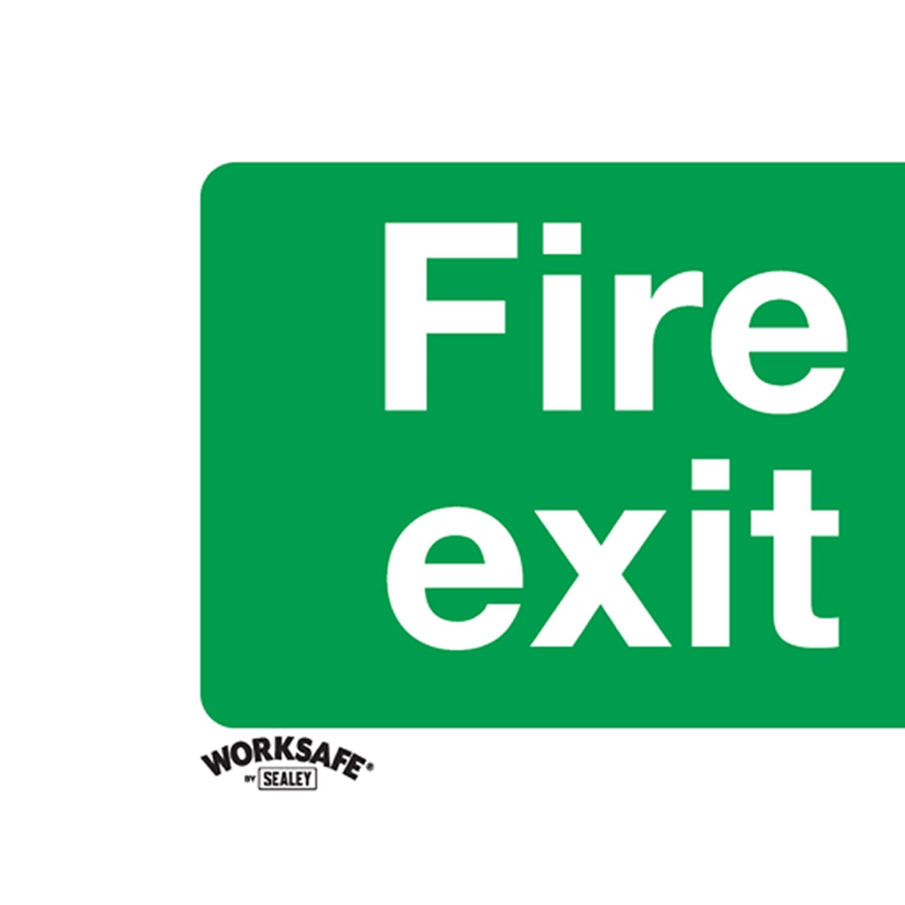 Sealey Safety Sign - Fire Exit (Right) - Self-Adh. Vinyl - Pk of 10