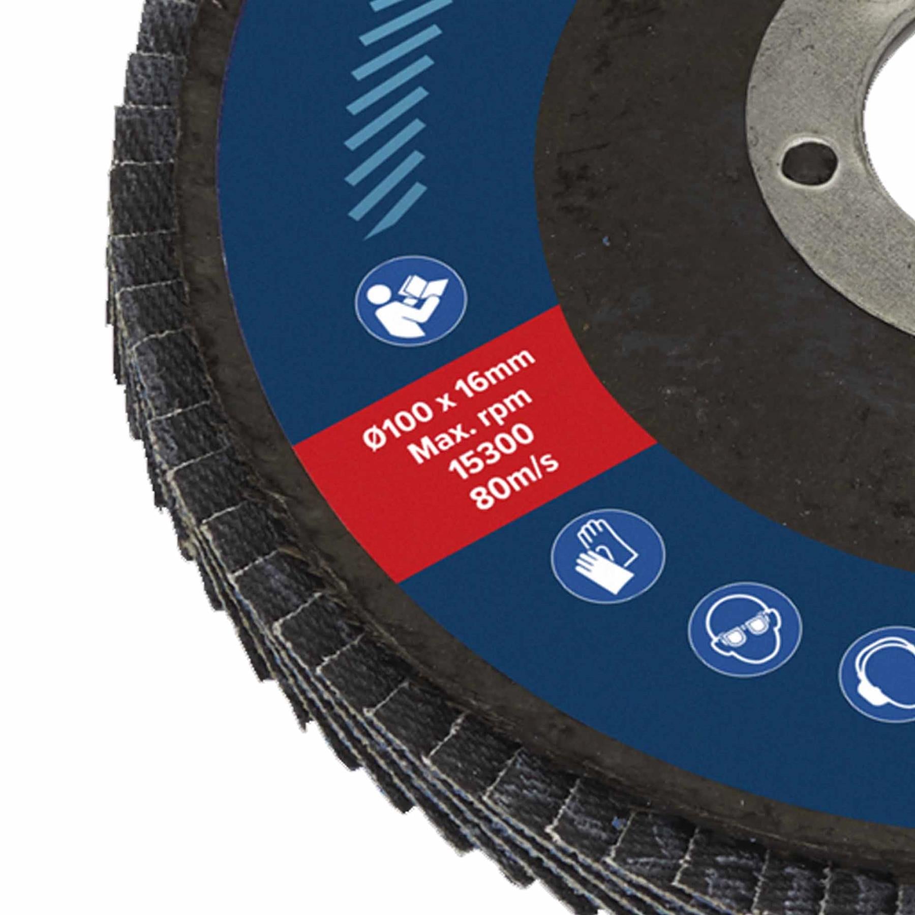 Sealey Flap Disc Zirconium Ø100mm Ø16mm Bore 120Grit