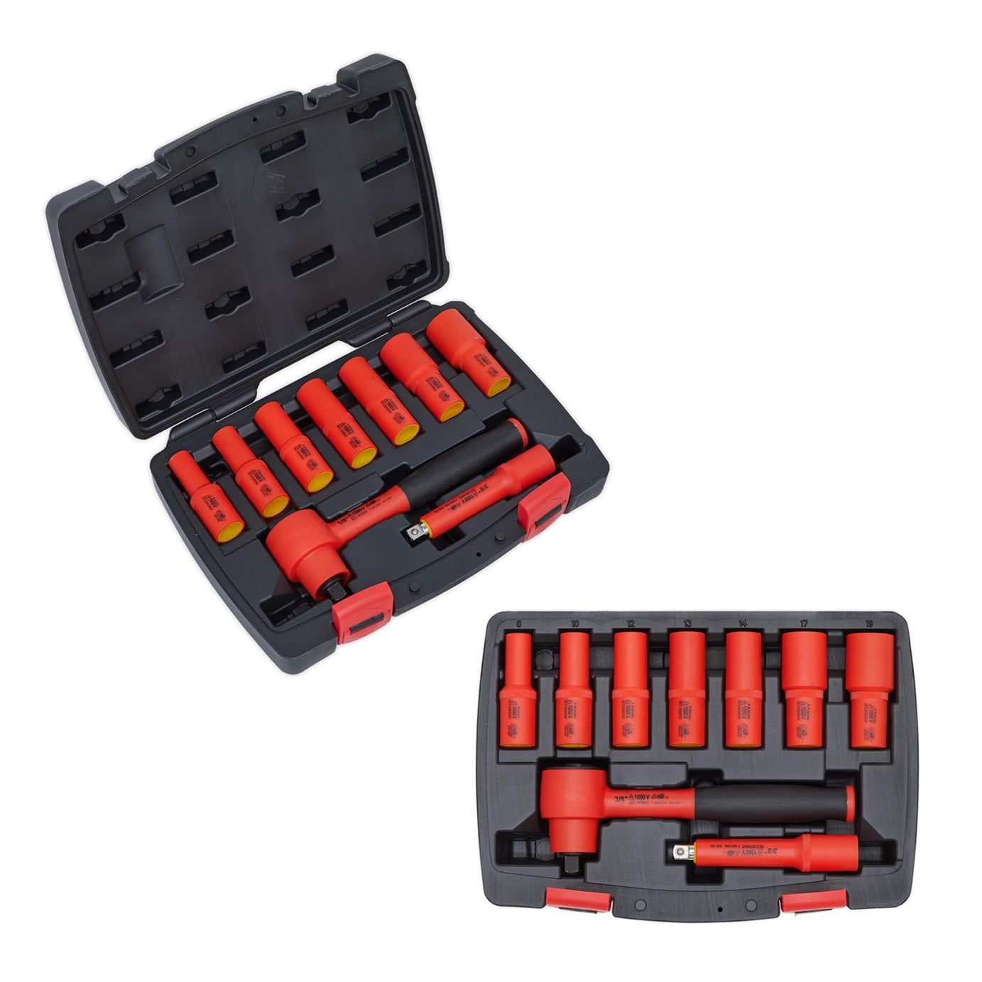 Sealey Insulated Socket Set 9pc 3/8"Sq Drive 6pt WallDrive VDE