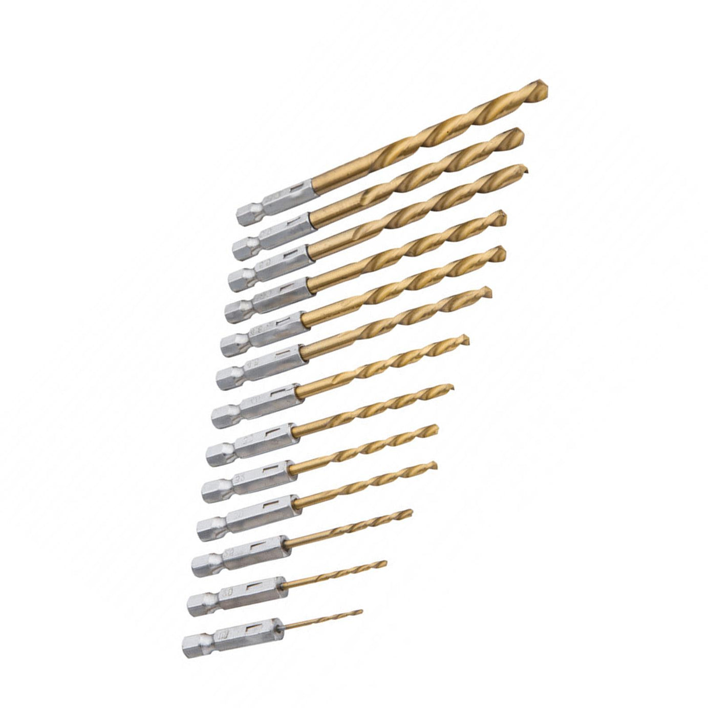 BlueSpot 13Pce Titanium Drill Bit Set HSS Titanium Coated Drill Bits Hex Shank 1.5 - 6.5mm