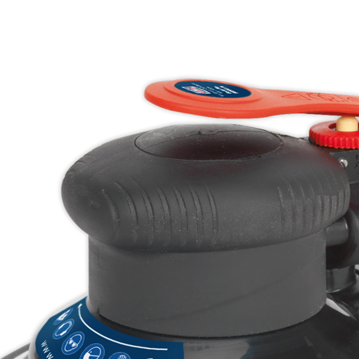 Sealey Air Palm Orbital Sander 150mm Dust-Free Adjustable Air Regulator