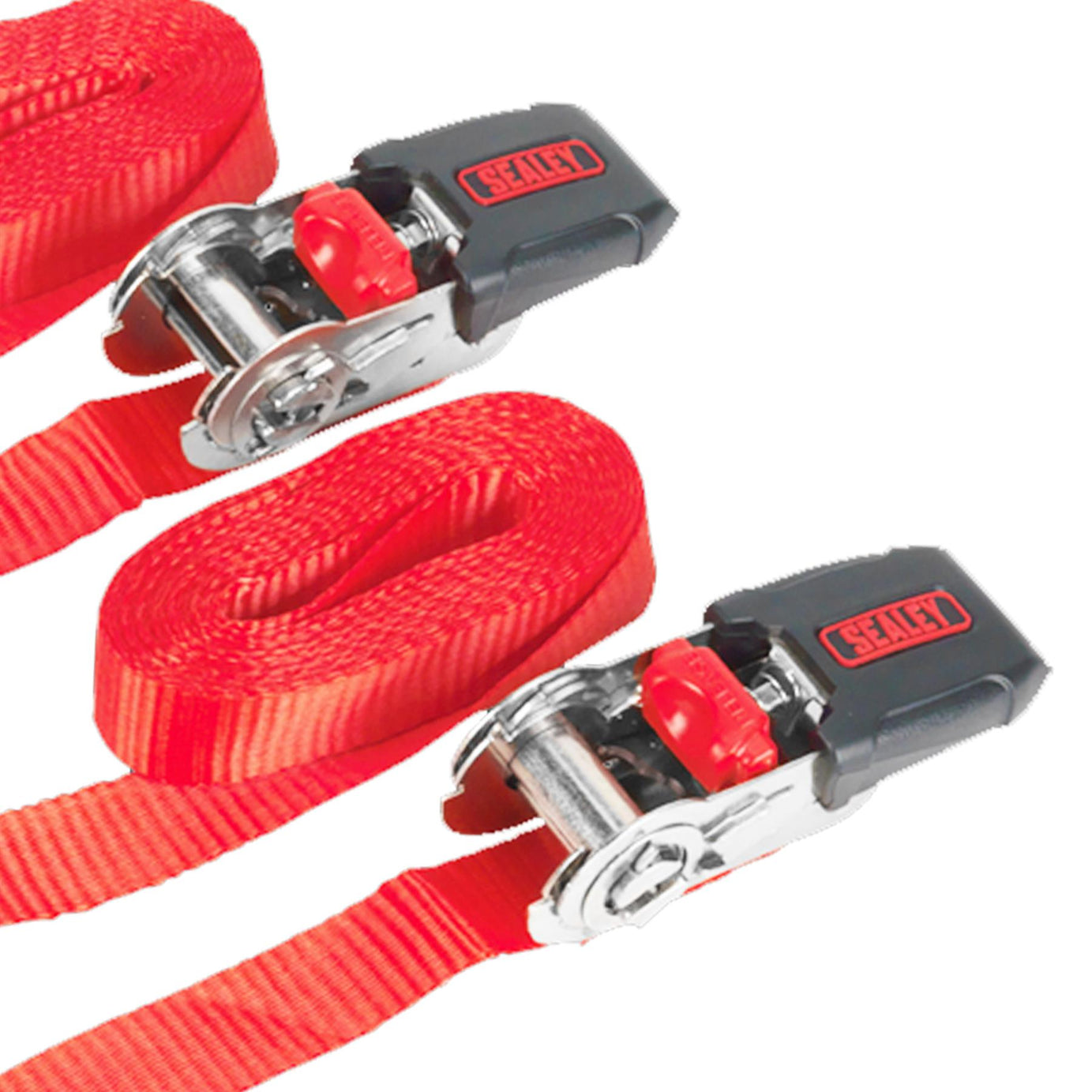 Sealey Ratchet Tie Down 25mm x 4m Poly Web 800kg Load Test - Pair
