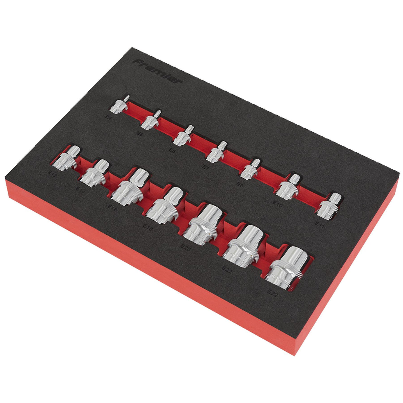 Sealey TRX-Star* Socket Set 14pc 1/4", 3/8" & 1/2"Sq Drive E4-E24