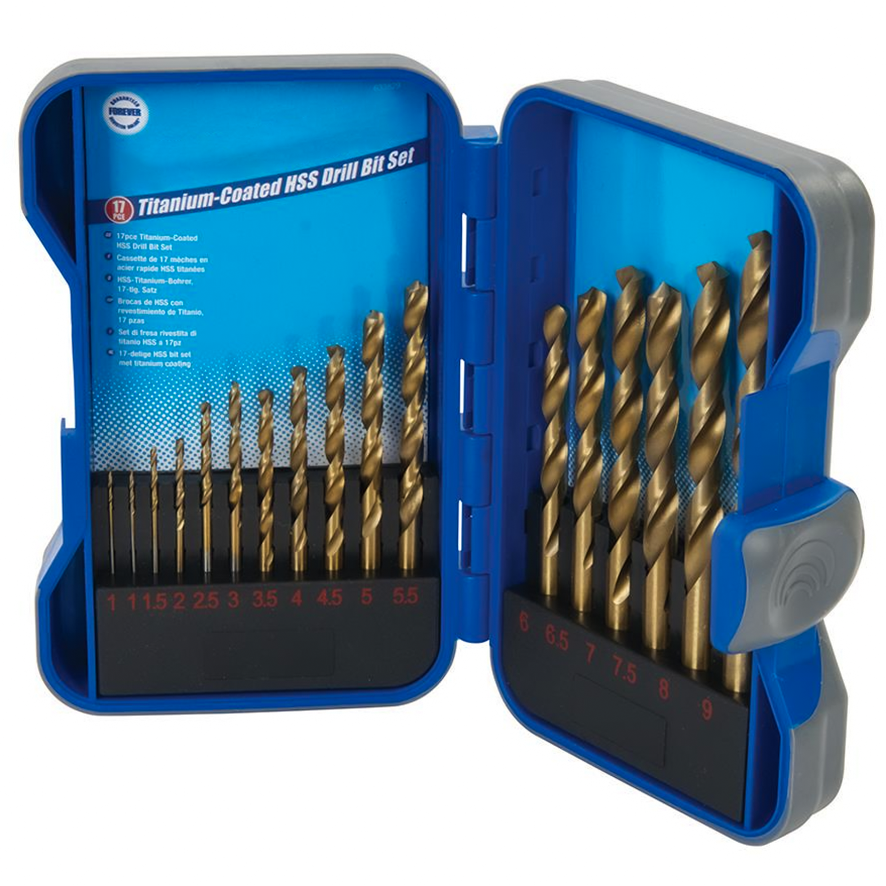 17Pce Hss Titanium-Coated Drill Bits High Speed Steel Heavy Duty Work Tool