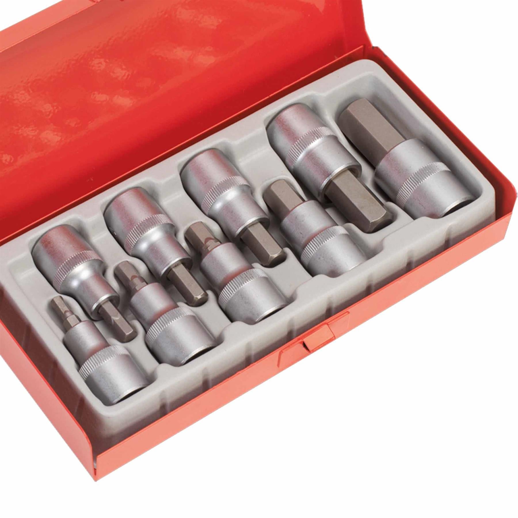 Sealey Hex Socket Bit Set 9pc 1/2"Sq Drive