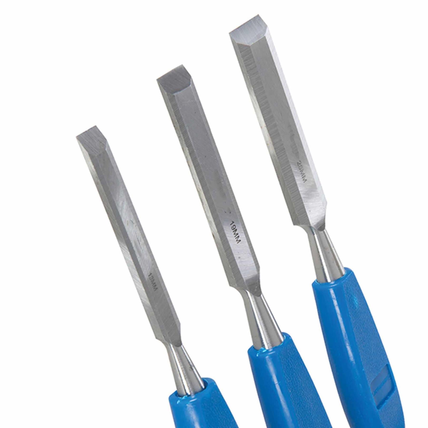Wood Chisel Set 3Pc Bevel Edged Chisels With Comfortable Polypropylene Handles